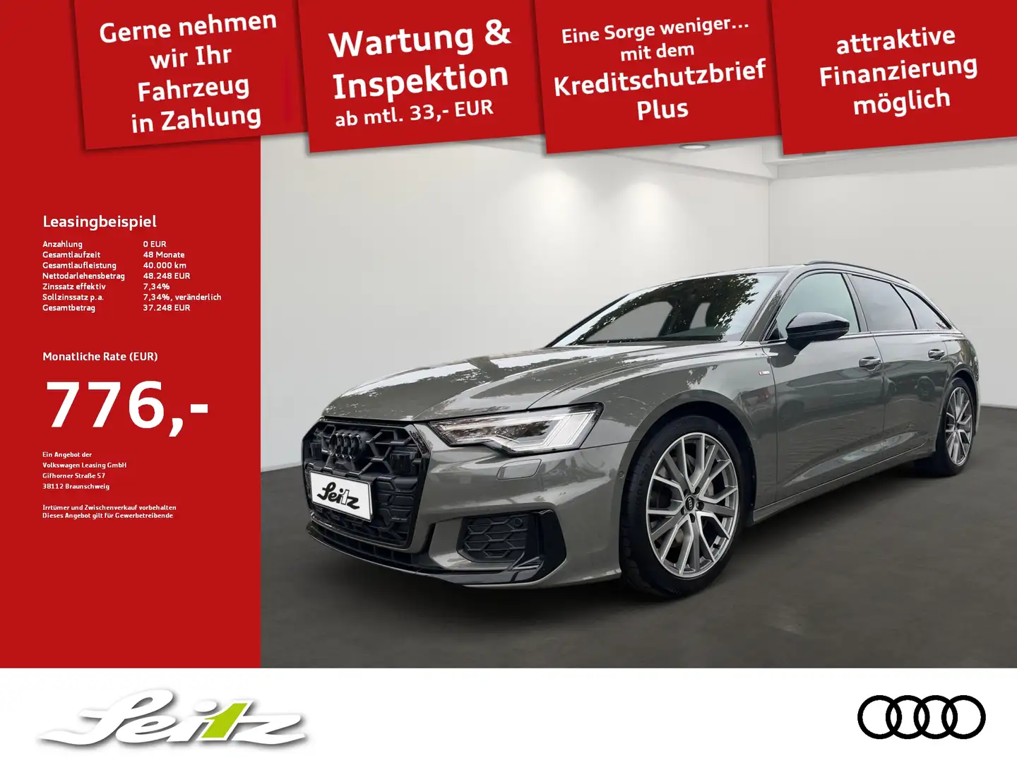 Audi A6 Avant 50 TDI quattro S line *B&O*PANO*LED*KAMERA*N Grijs - 1