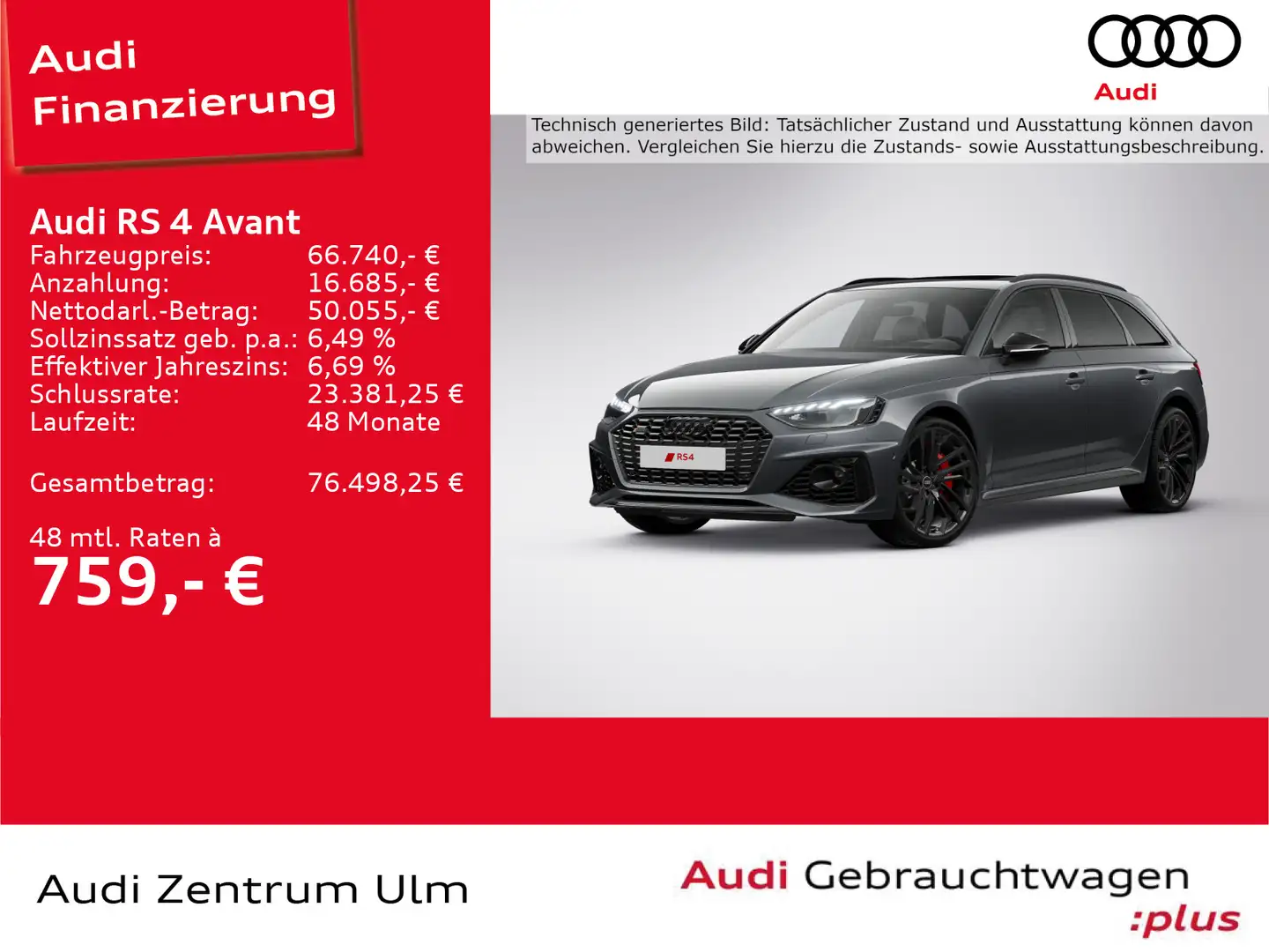 Audi RS4 280KM/H 20" B&O ESSENTIALS HuD RS-AGA Grau - 1