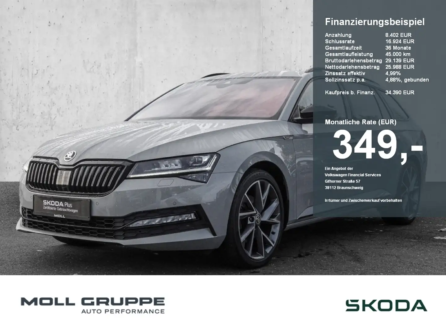 Skoda Superb Combi 2.0 TDI DSG Sportline AHK STANDHZG ALU Gris - 1