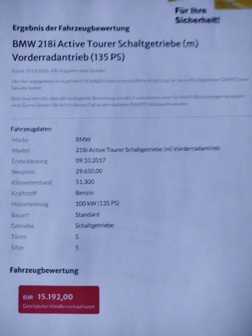 BMW 218 218i Active Tourer Pickerl und Bremsen NEU Weiß - 2