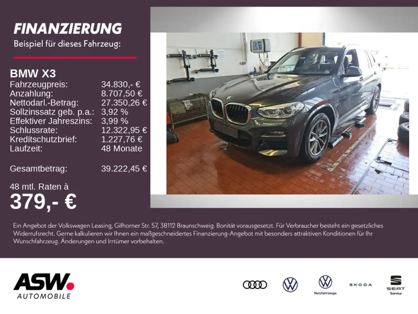 BMW X3 xDrive 20i M Sport AHK LED LEDER RFK Grau - 1