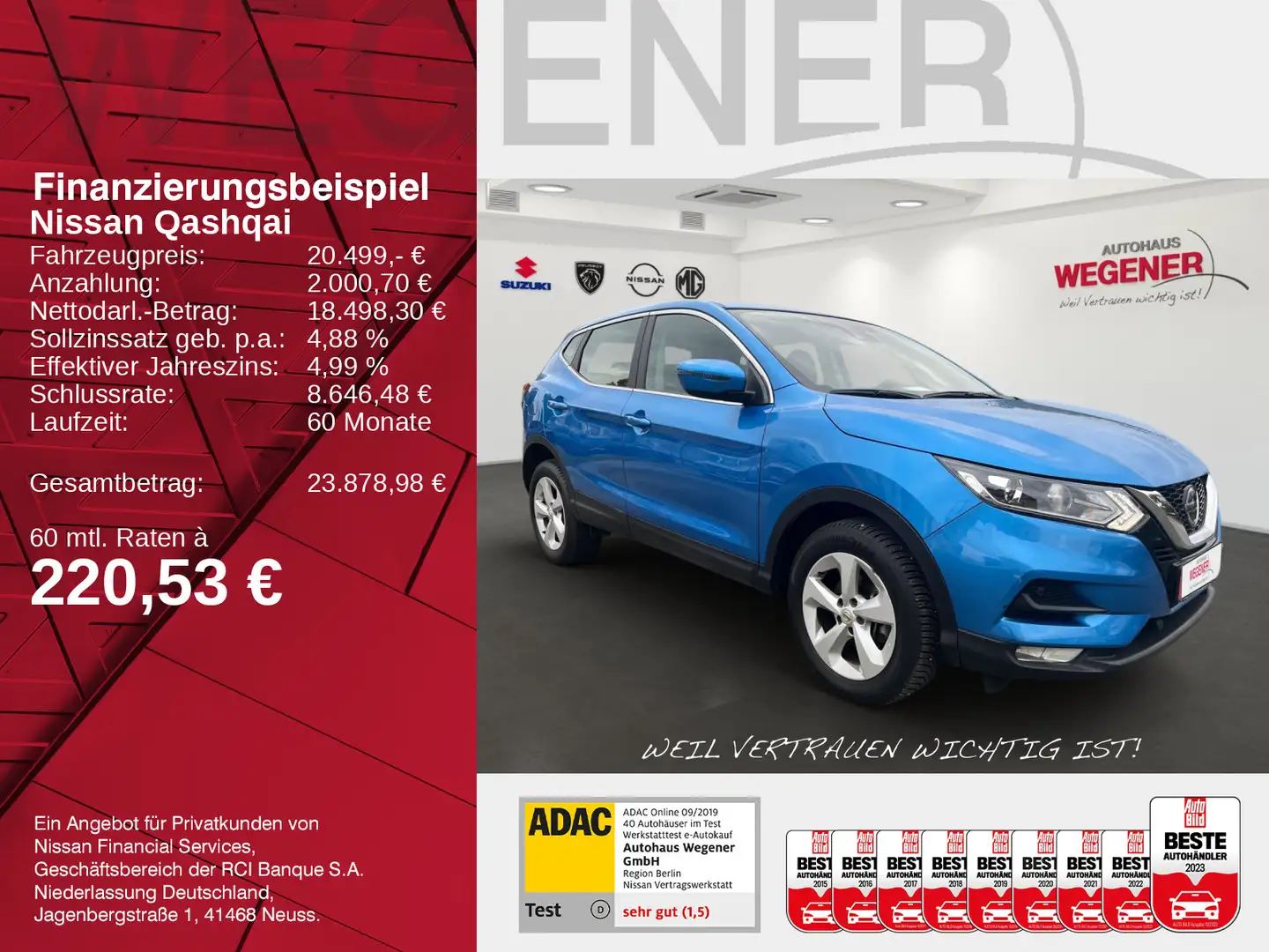 Nissan Qashqai QASHQAI ACENTA AT 1.3 DIG-T +KAMERA+SHZ+CARPLAY+ Blau - 2