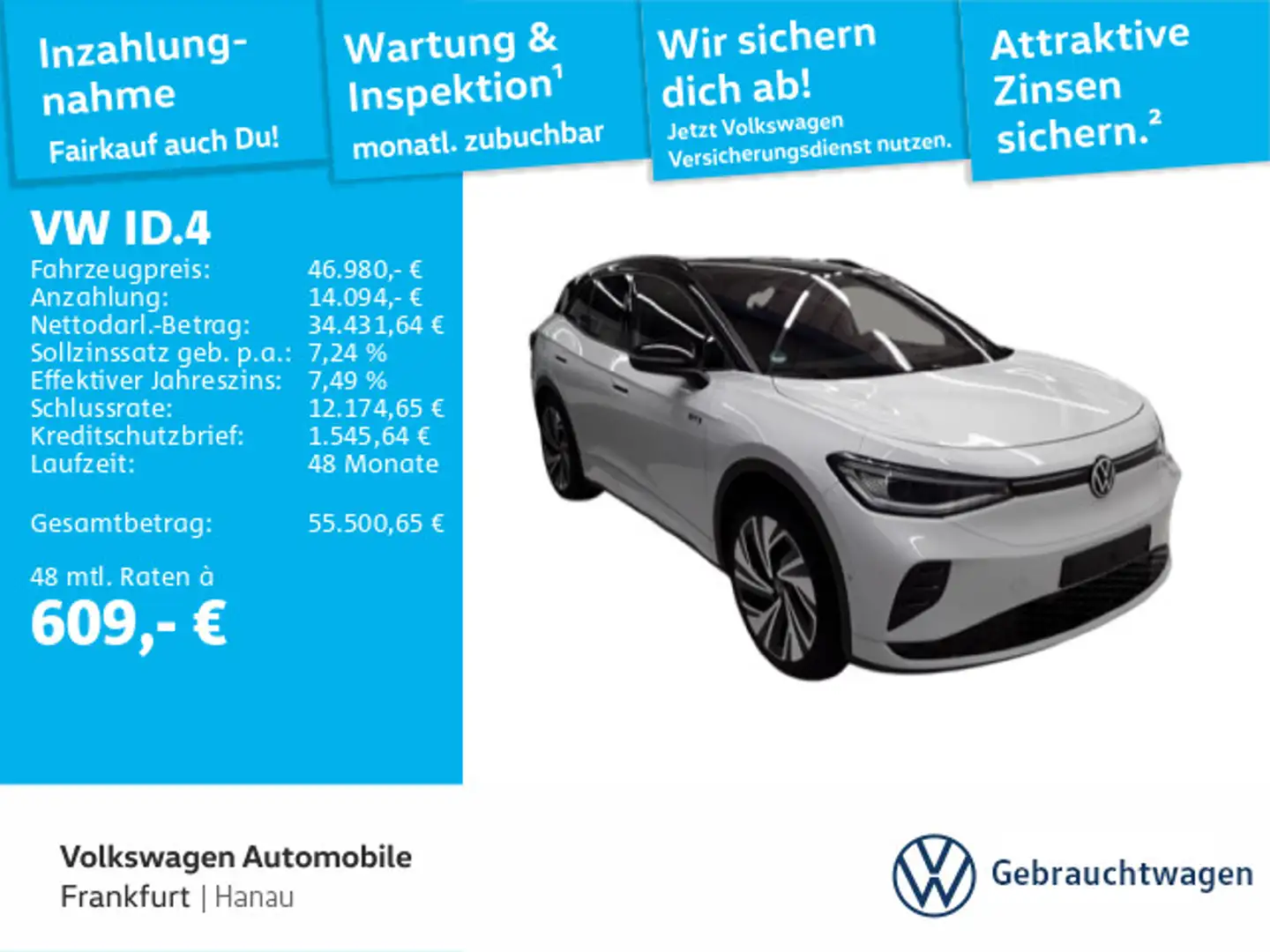 Volkswagen ID.4 GTX 4Motion Navi IQ.Light AreaView AHK Lane Weiß - 1
