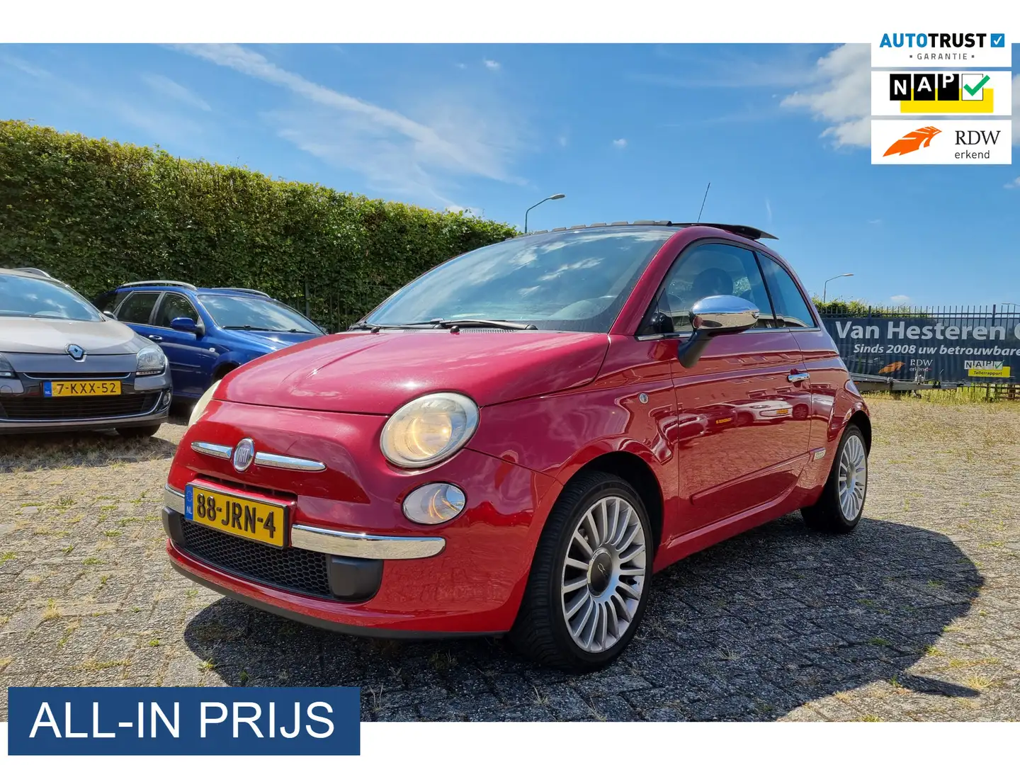 Fiat 500 1.2 Lounge AUTOMAAT ✅PANODAK ✅CLIMA Rood - 1