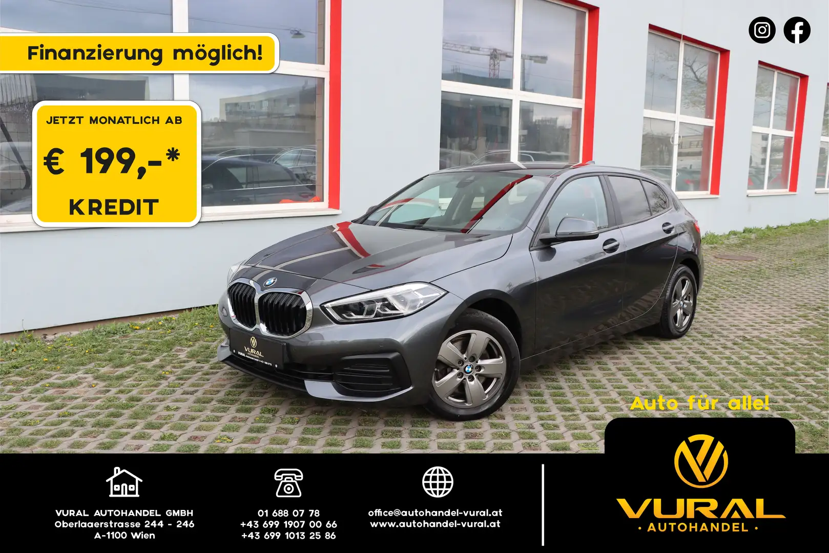BMW 118 118 d Advantage Aut. | LED | 1.Besitzer | NAVI | Grau - 1