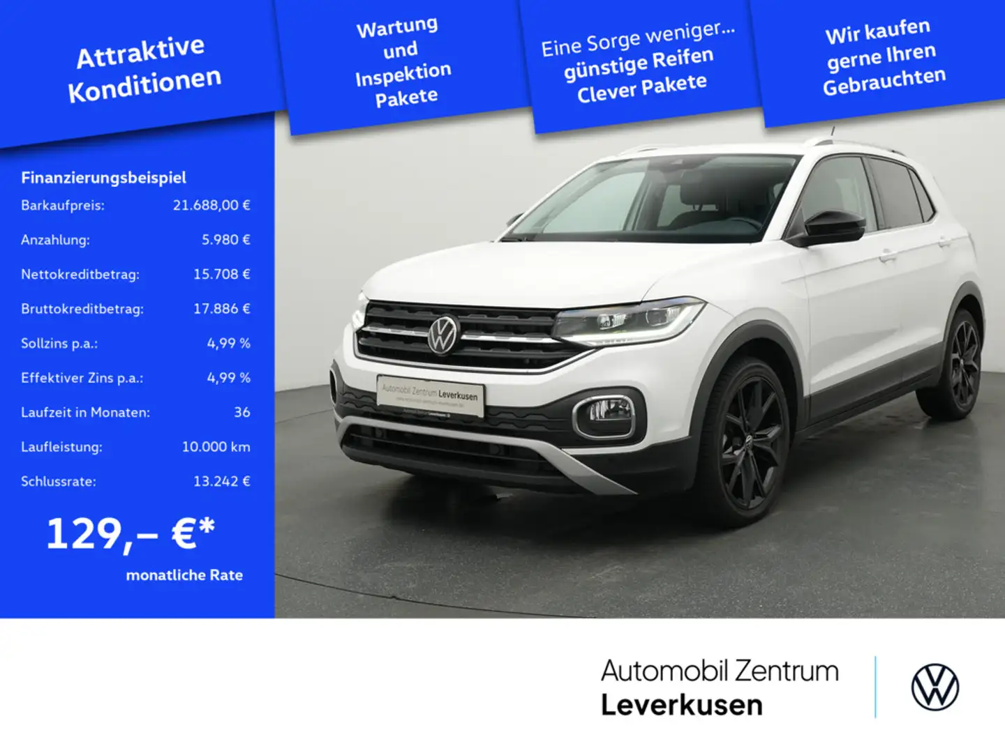 Volkswagen T-Cross Style NAVI VIRT LEDER AHK ACC LEDER S Weiß - 1