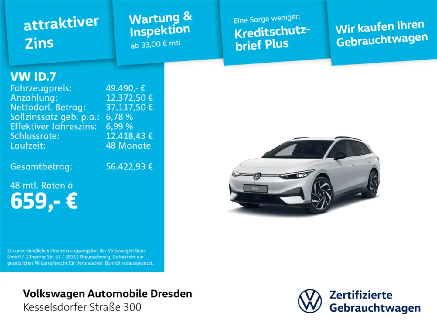 Volkswagen ID.7 Tourer Pro S AHZV Kamera HUD LED Navi Weiß - 1
