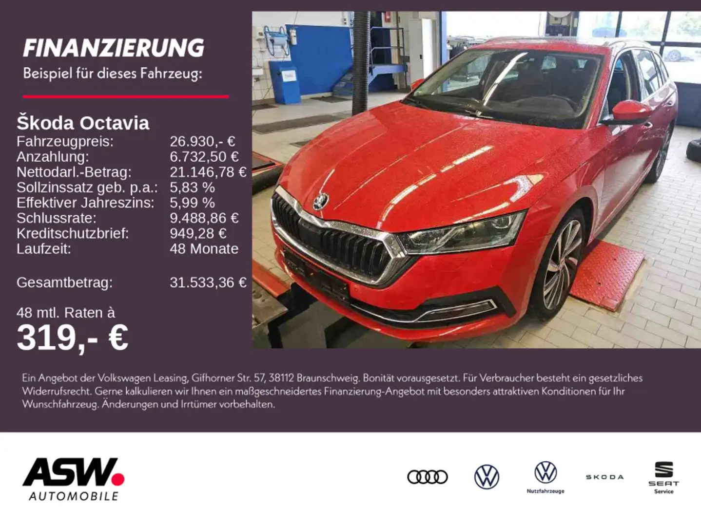 Skoda Octavia Combi Style 2.0TDI DSG LED NAVI AHK PANO Rot - 1