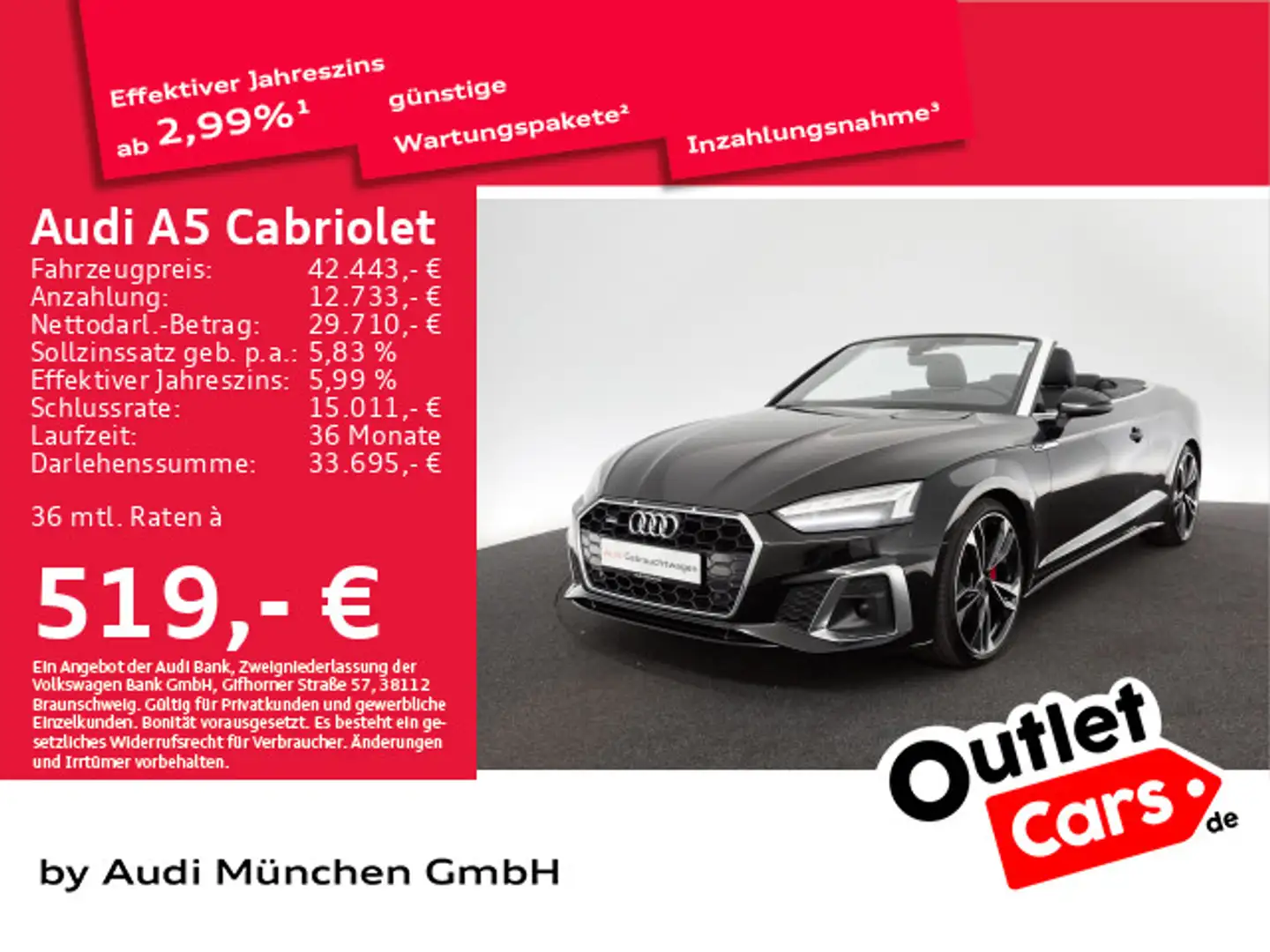 Audi A5 40 TDI qu. S tronic 2x S line B&O/M Negro - 1