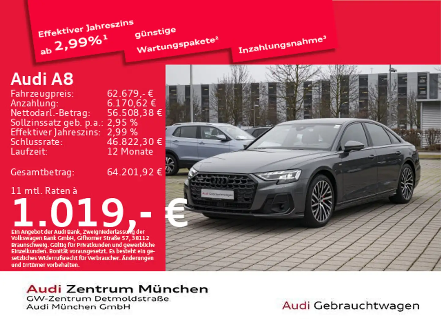 Audi A8 50 TDI qu. S line B&O/Pano/Massage Grau - 1