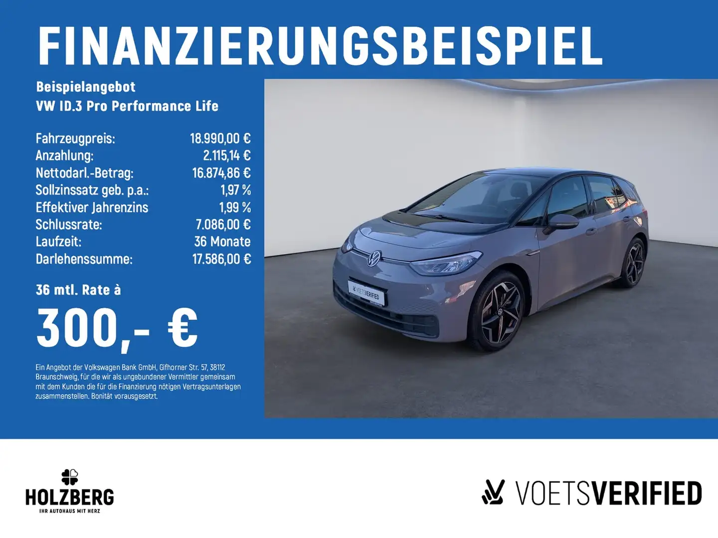 Volkswagen ID.3 Pro Performance Life NAVI+ACC+CARPLAY Grau - 2