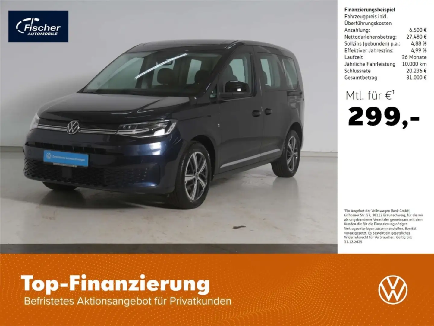 Volkswagen Caddy Kombi 2.0 TDI Style KR DSG AHK/P-Dach/RFK Blau - 1