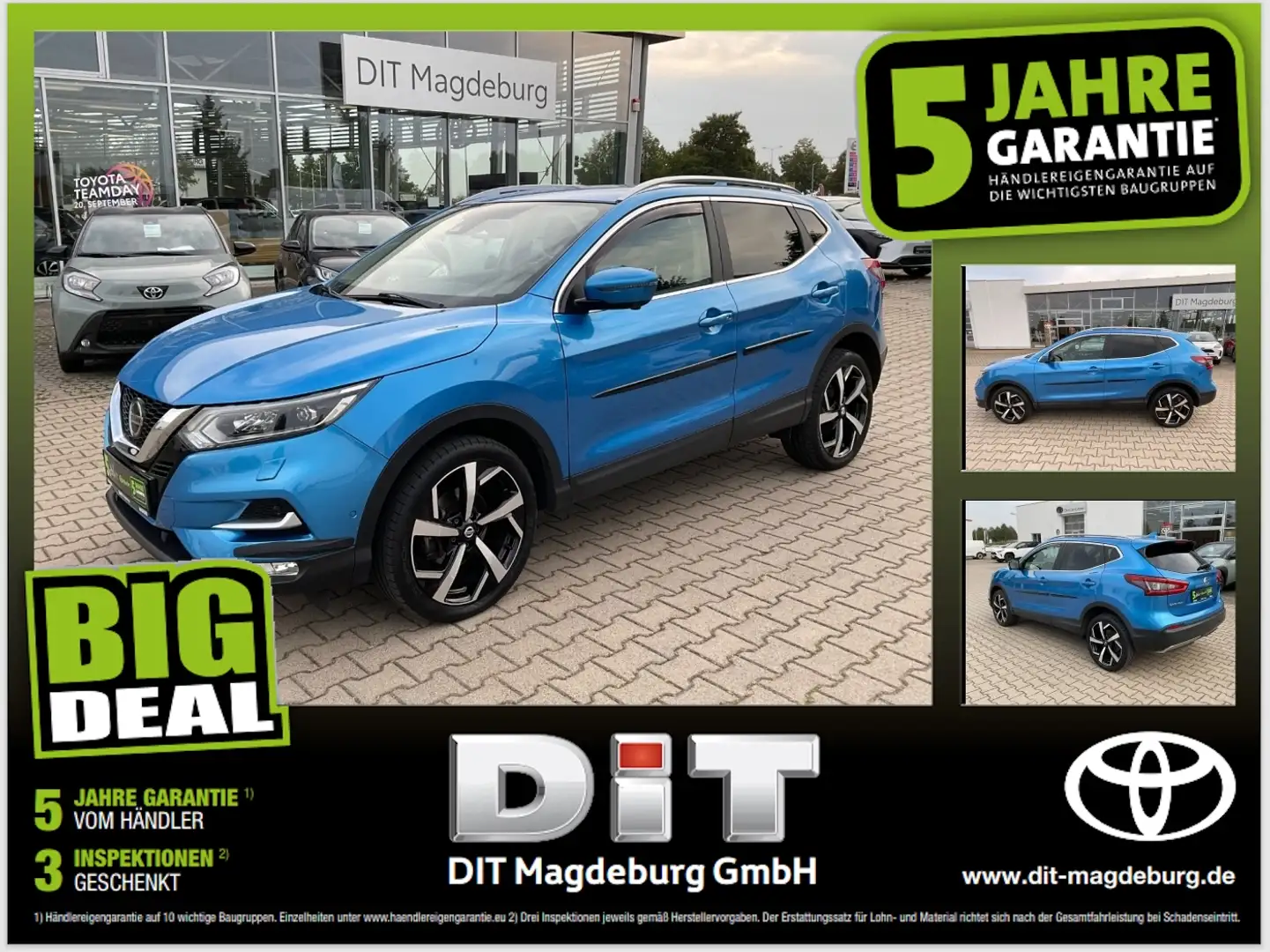 Nissan Qashqai 1.6 DIG-T Tekna LED+Navi+Pano+SD+SHZ+360 Blauw - 1