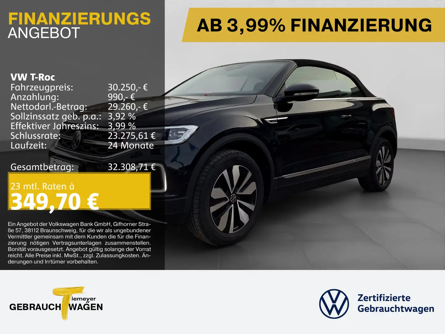Volkswagen T-Roc Cabrio 1.5 TSI DSG MOVE LM17 AHK NAVI SITZ Noir - 1