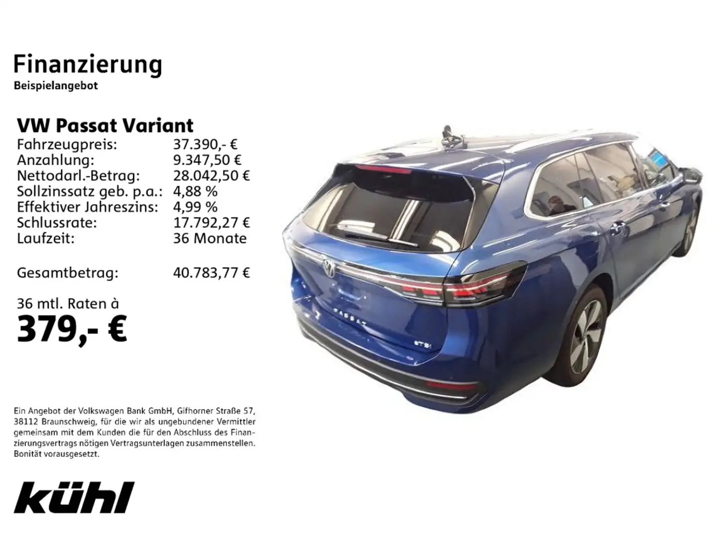 Volkswagen Passat Variant 1.5 eTSI DSG Business IQ.Light/AC Blau - 2