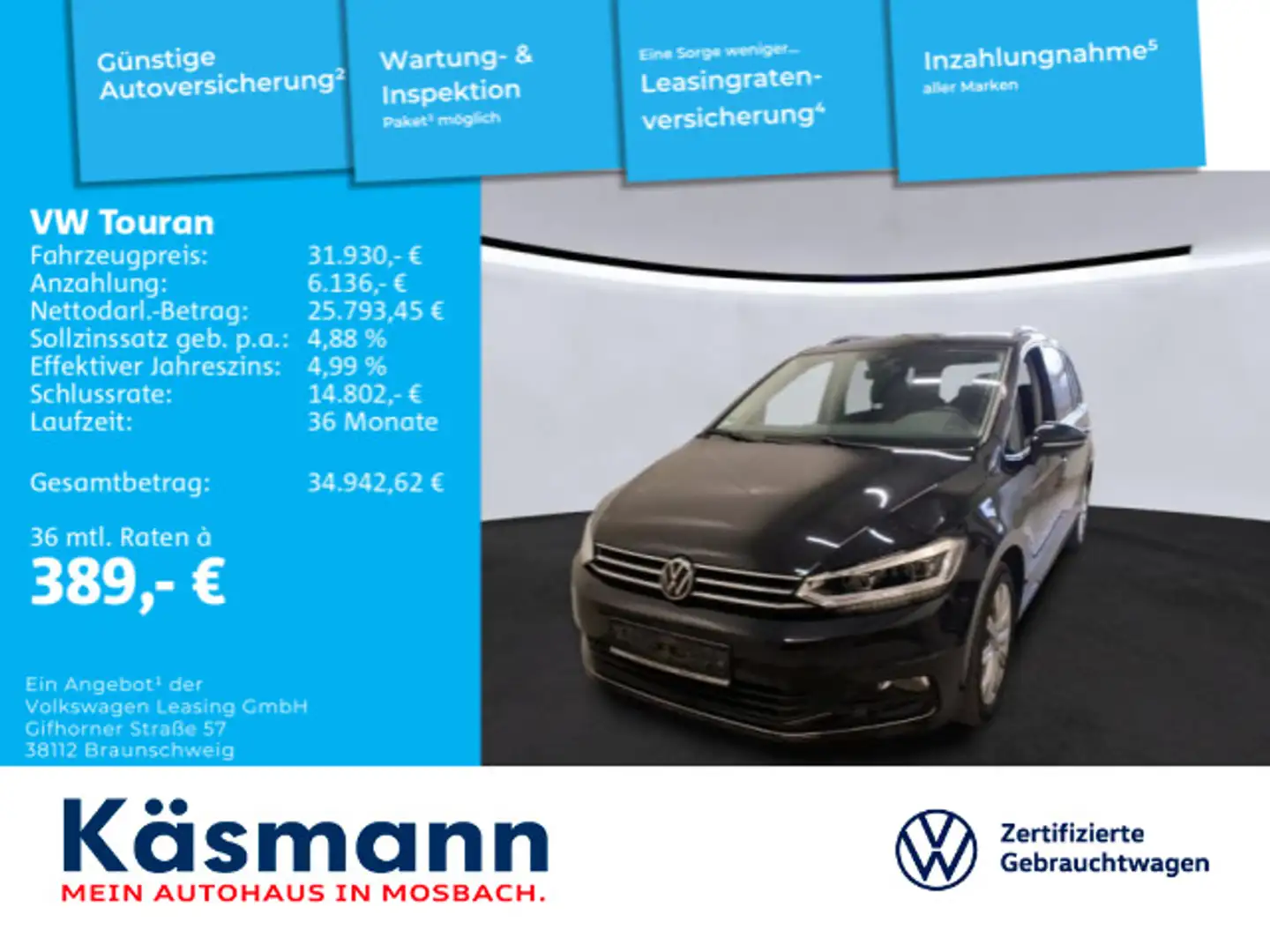 Volkswagen Touran Highline 2.0TDI 7-SITZE AHK PANO NAVI LED Schwarz - 1
