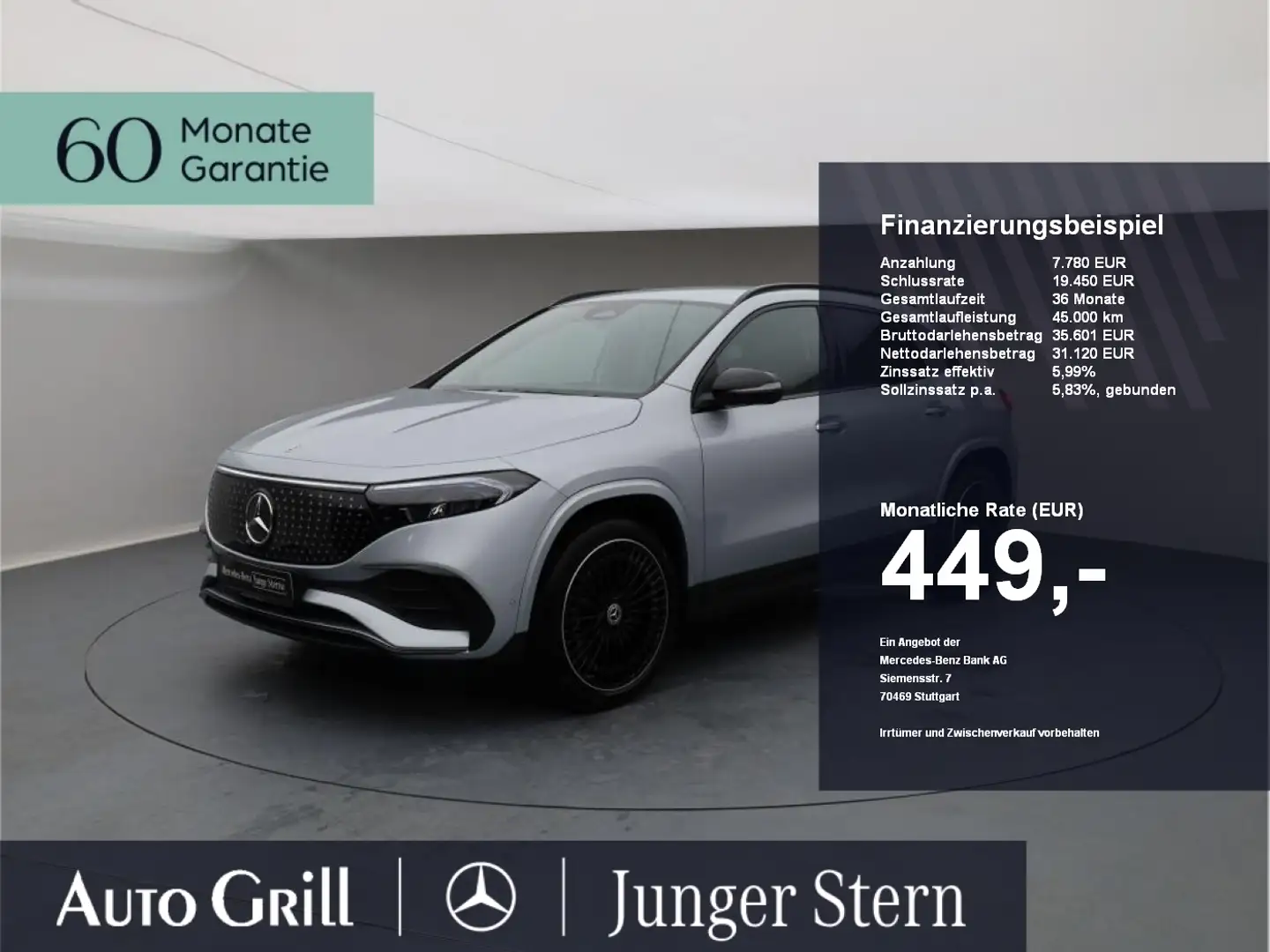Mercedes-Benz EQA 350 4M AMG Leder 20 Zoll 6246km Flexbonus Zilver - 1