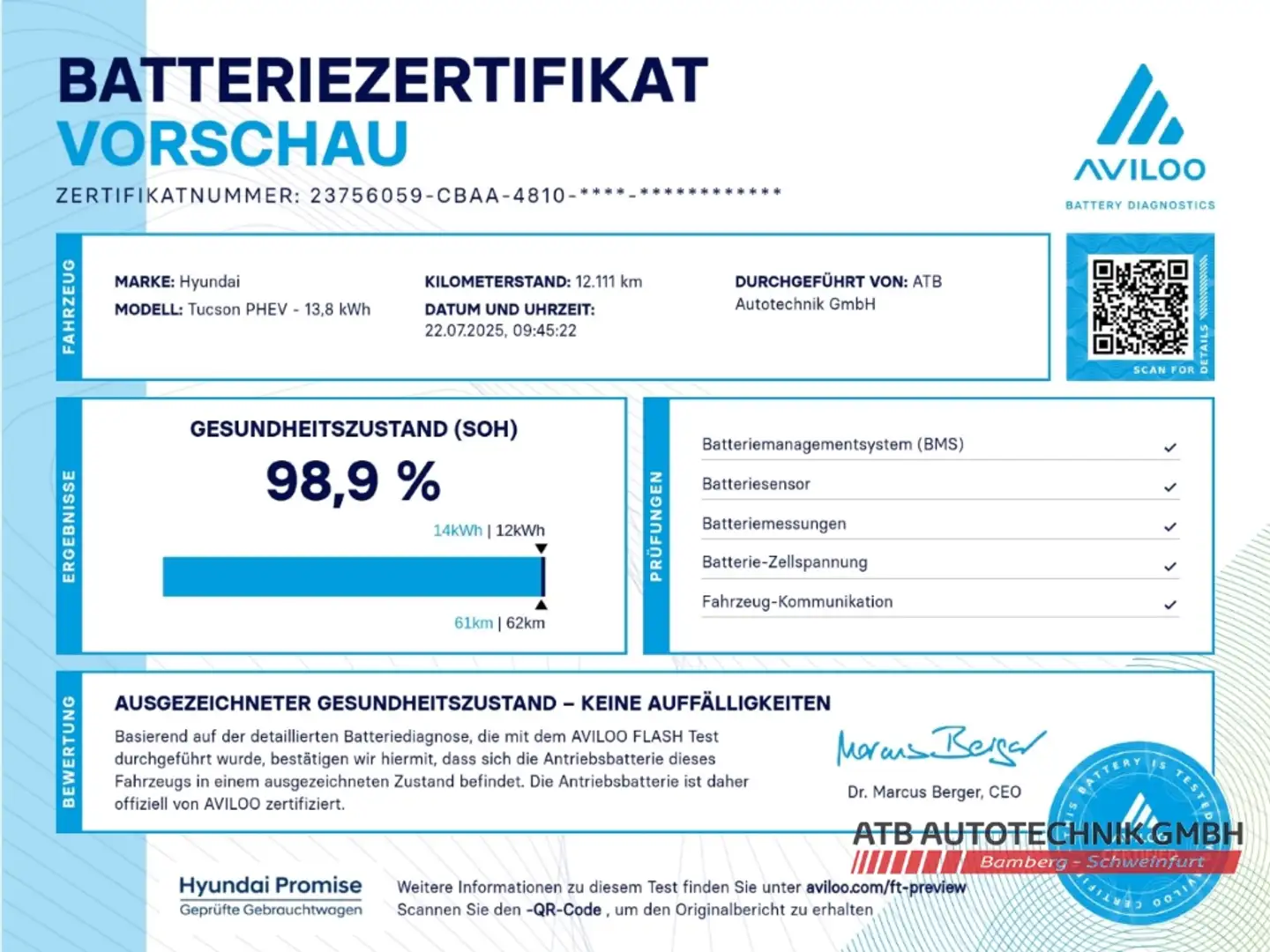 Hyundai TUCSON PHEV 1.6 T-Gdi 265PS 4WD SOH98,9% Navi+ LED+ Funkt Negru - 2