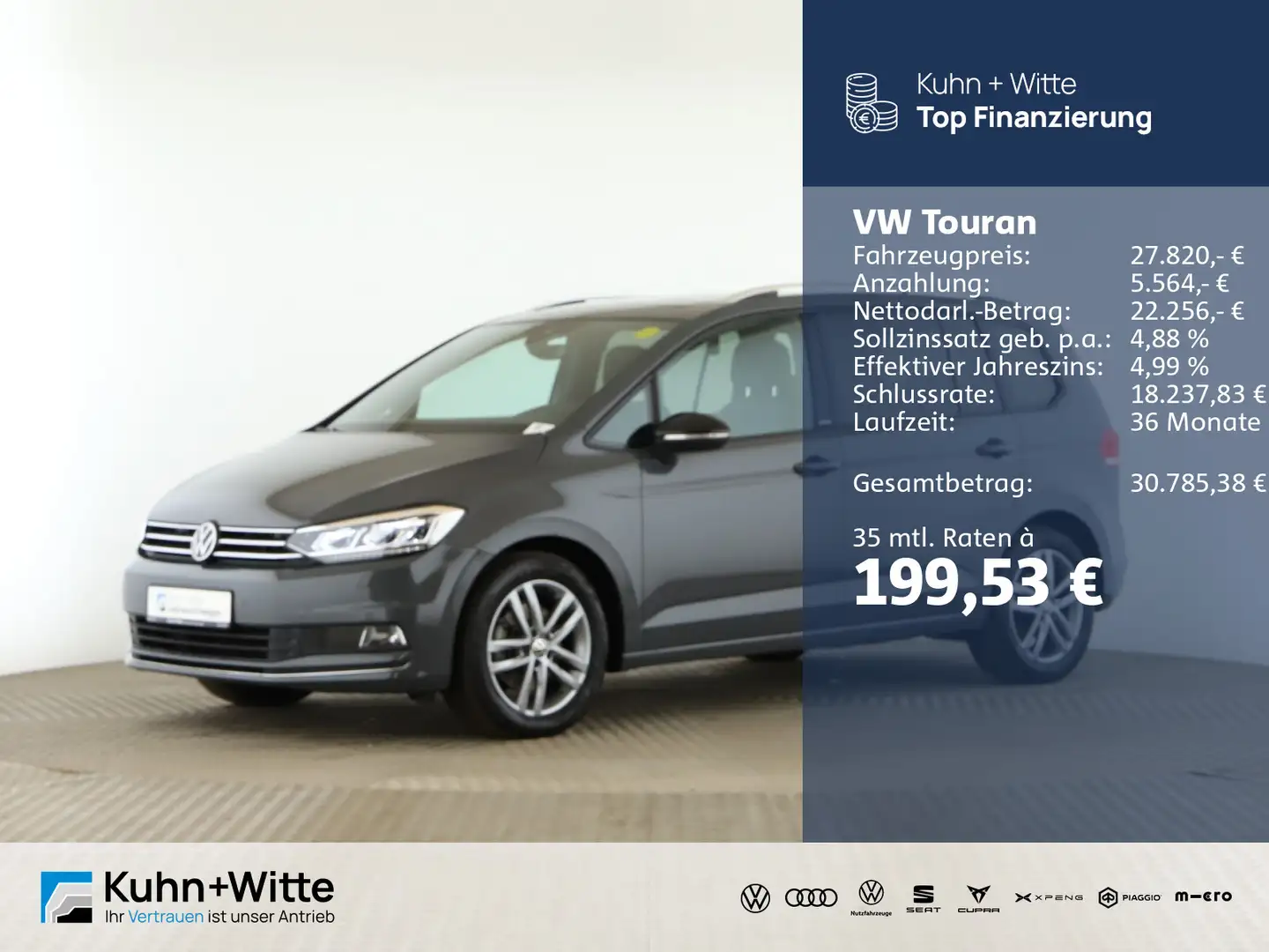 Volkswagen Touran 1.5 TSI Active *Pano*ACC*LED*PDC*Navi*App Gris - 1