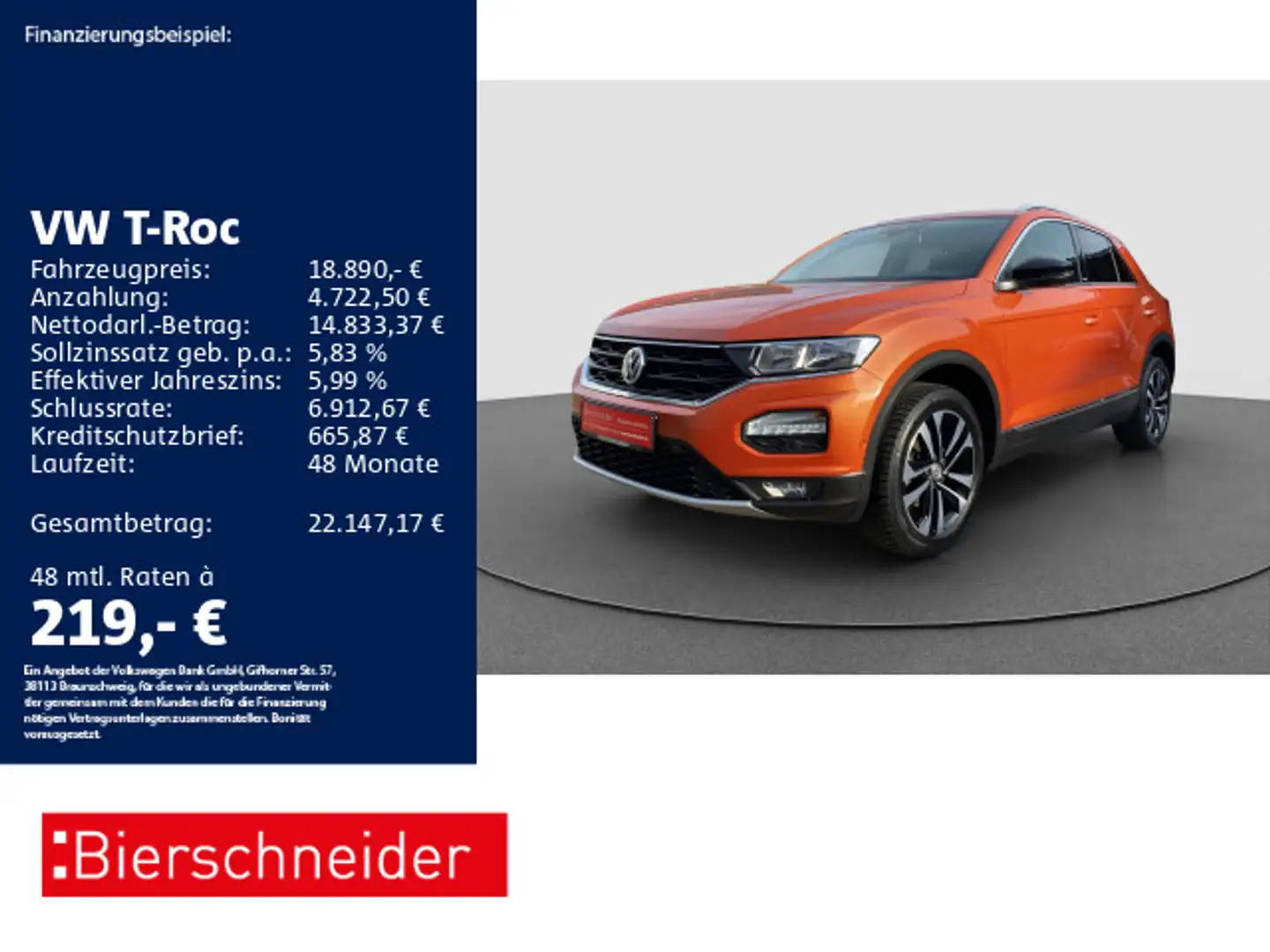 Volkswagen T-Roc 1.5 TSI United AHK eHECK CAM NAVI ACC Orange - 1
