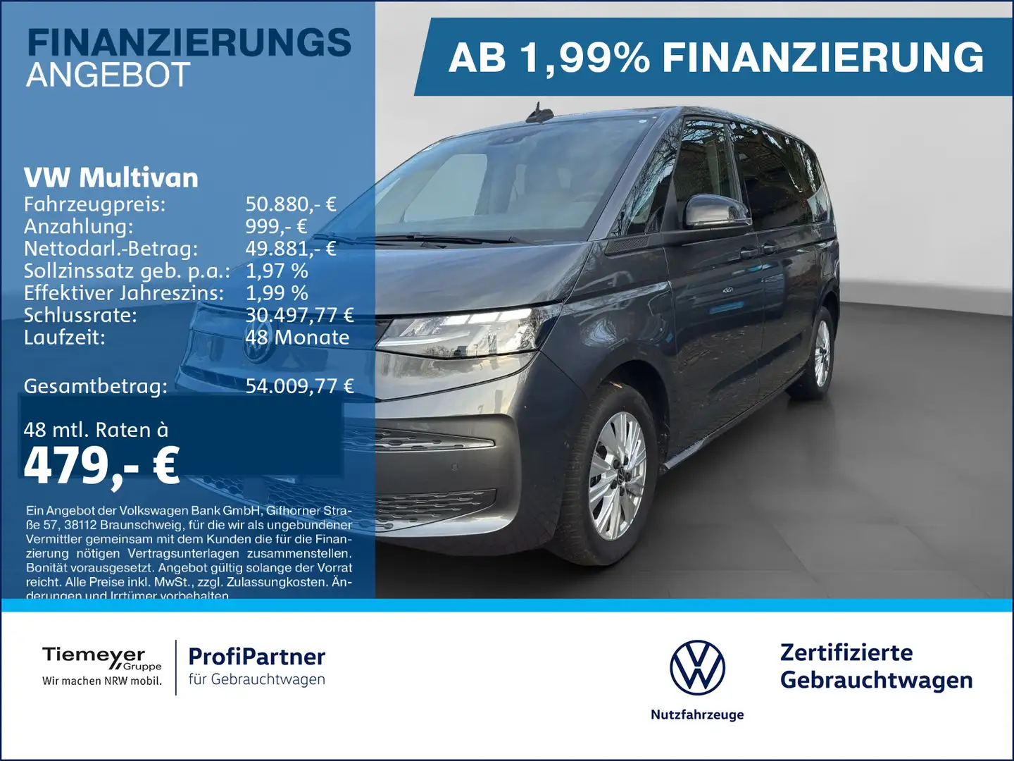 Volkswagen T7 Multivan T7 Multivan TDI 7-SITZE VIS-A-VIS AHK ACC Grau - 1