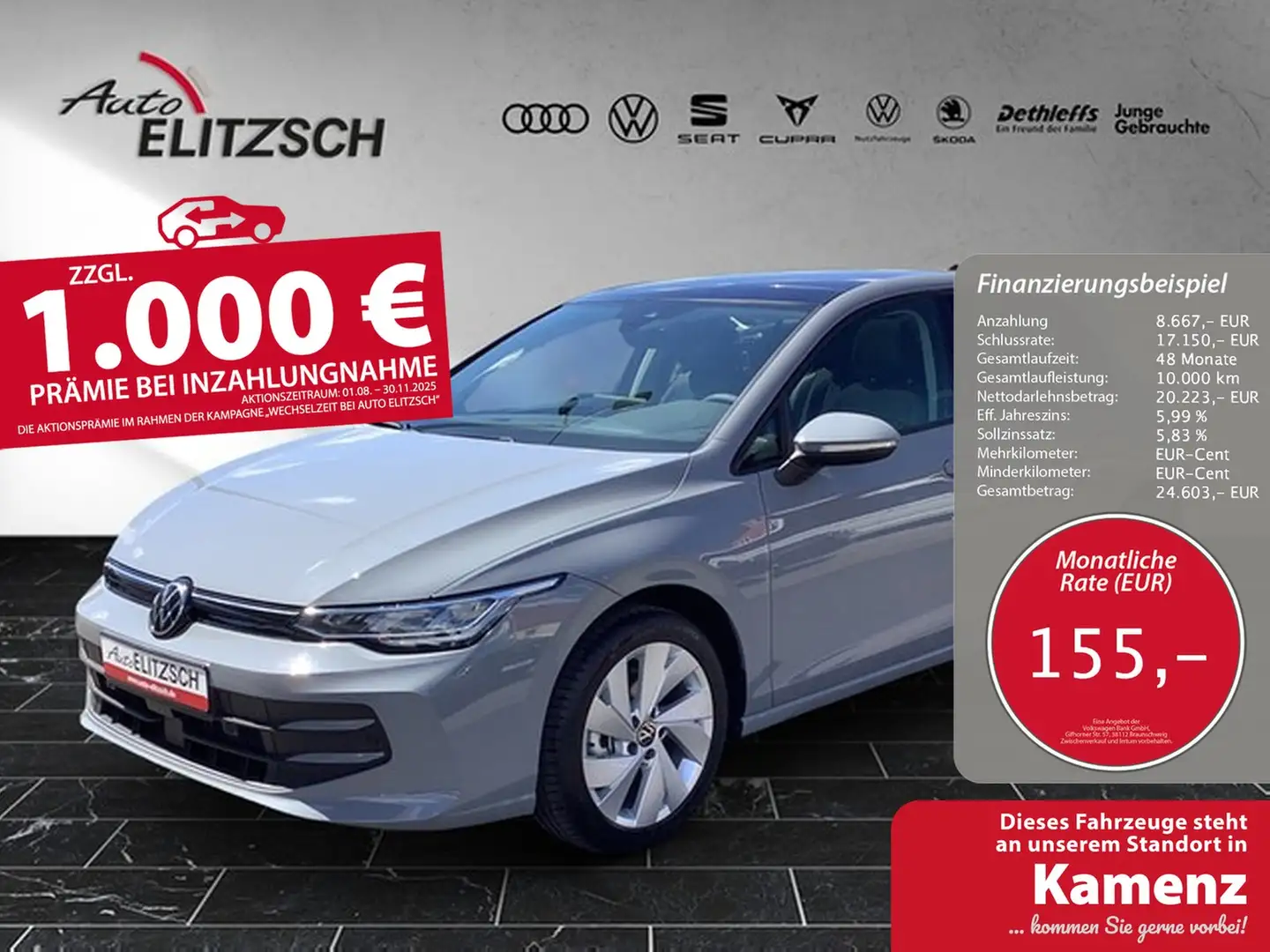 Volkswagen Golf VIII TSI Life PANO AHK ACC Navi Grau - 1