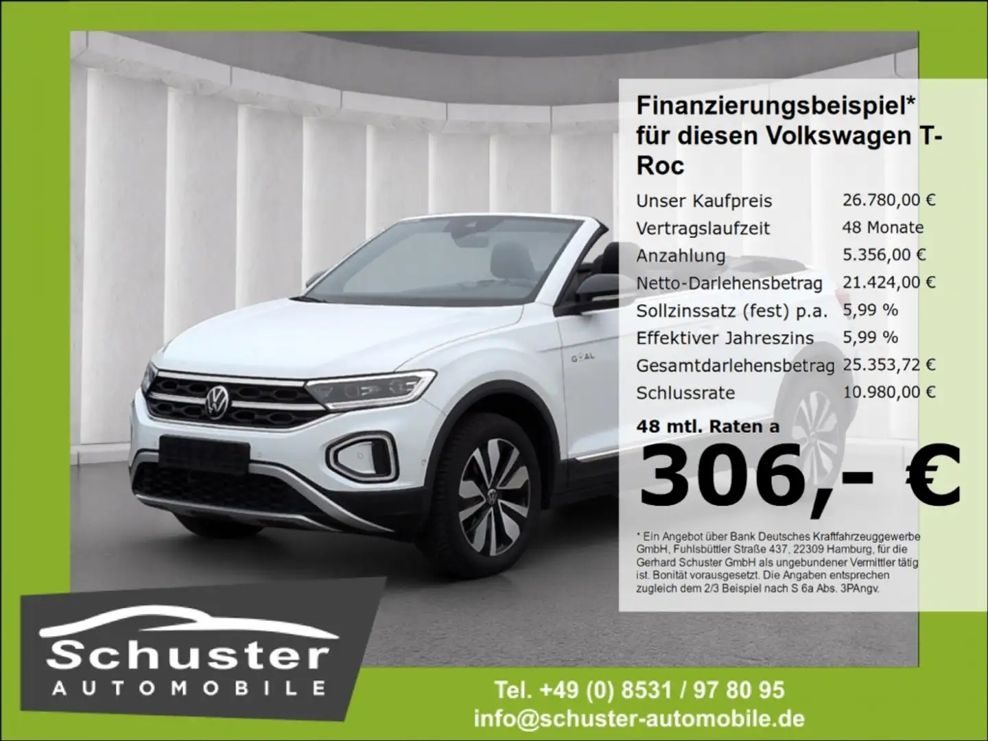 Volkswagen T-Roc Cabrio GOAL 1.0TSI*LED+ ACC R-Kam Navi SHZ Blanc - 1