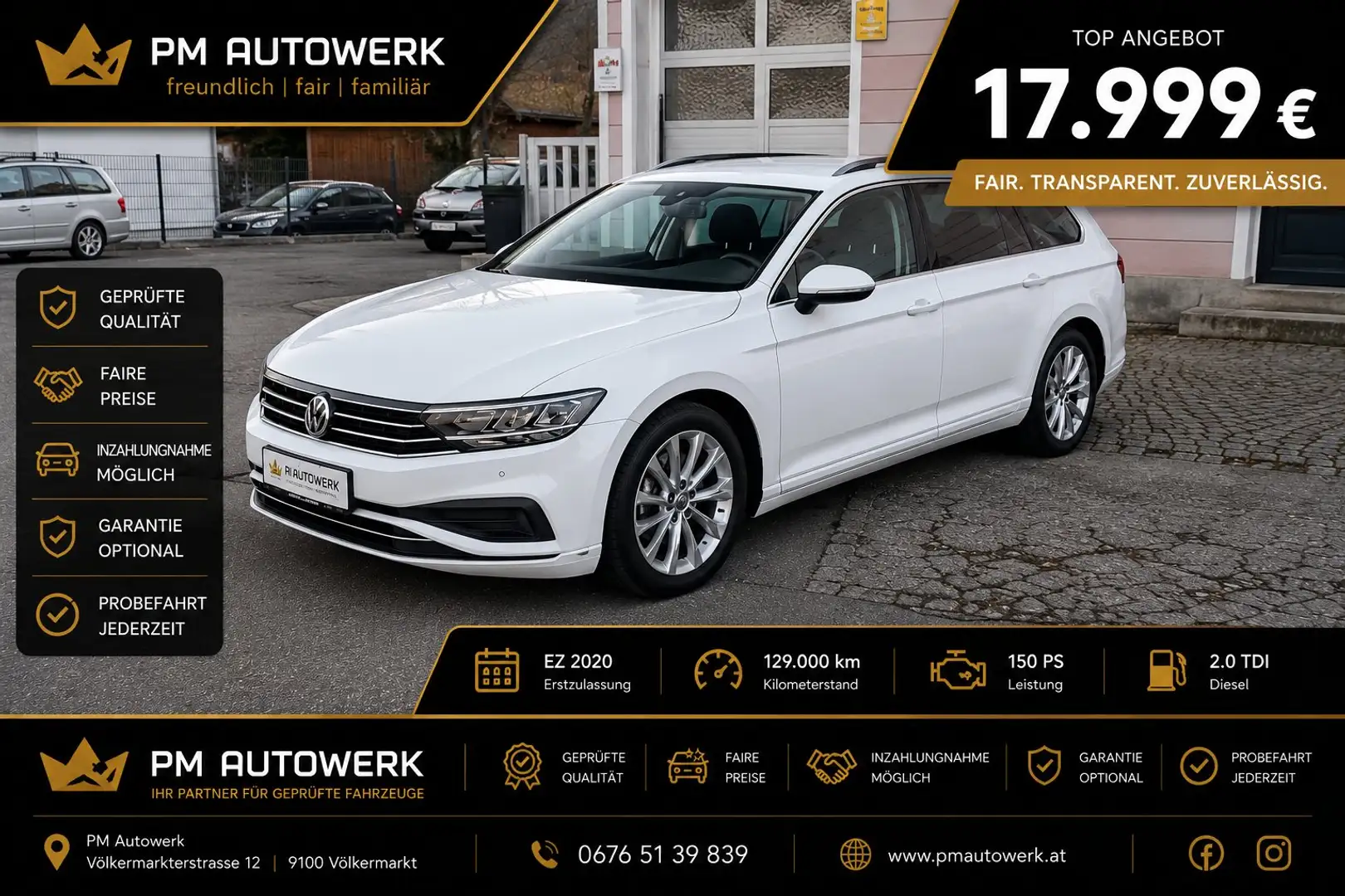 Volkswagen Passat Variant Business 2.0 TDI LED ACC Kamera Finanzierung Weiß - 1