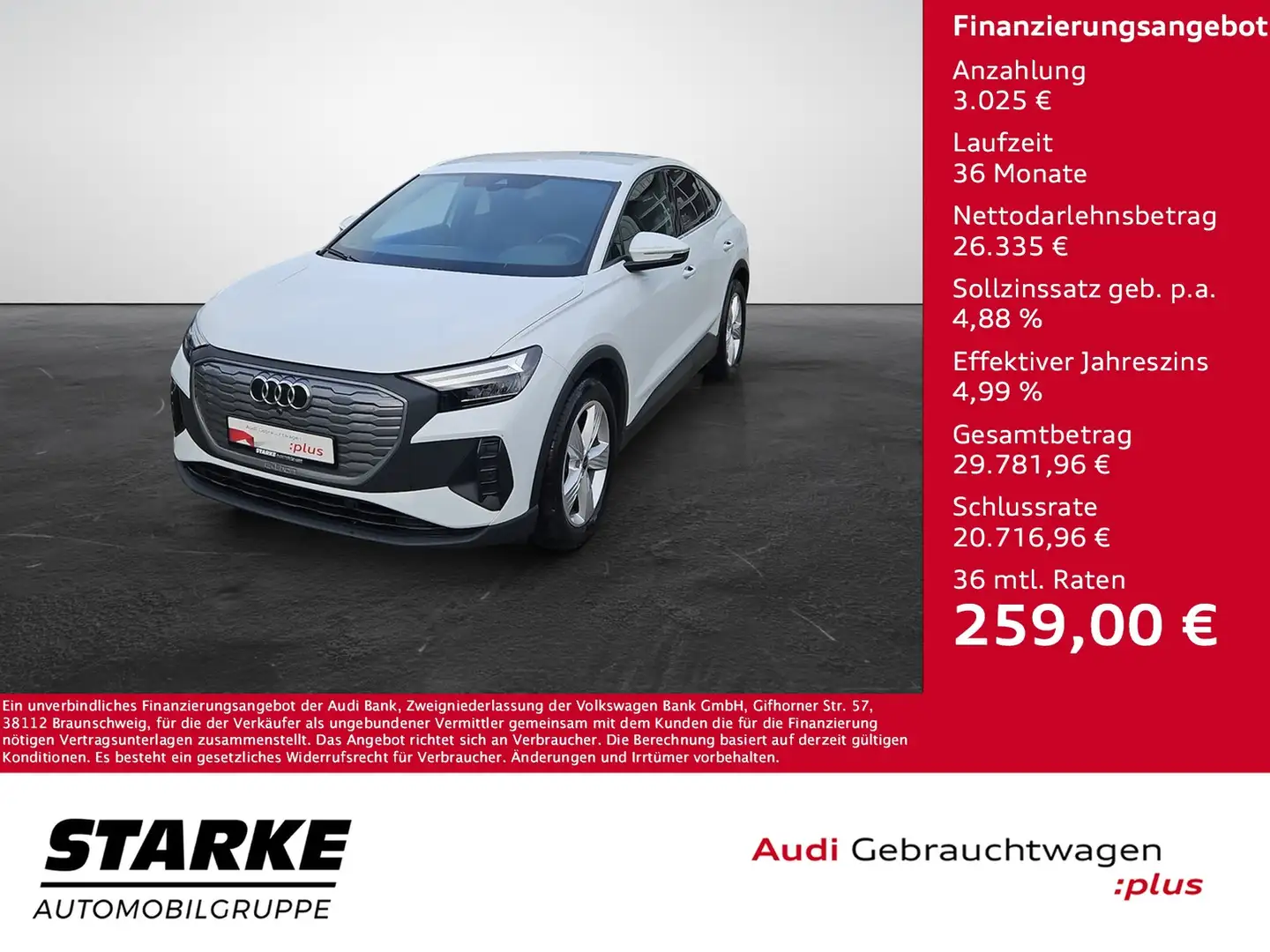 Audi Q4 e-tron 40 Sportback S-line NaviPlus LED 19-Zoll SHZ AP... Weiß - 1