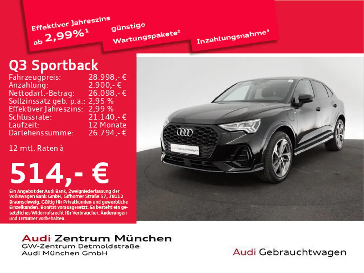 Audi Q3 45 TFSI e S tronic S line ACC/Virtu Zwart - 1