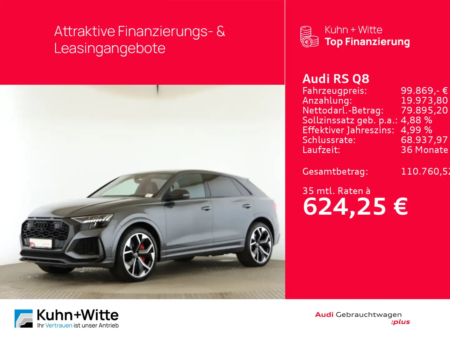 Audi RS Q8 4.0 TFSI quattro *Pano*AHK*B&O*LUFT*Matrix Grau - 1