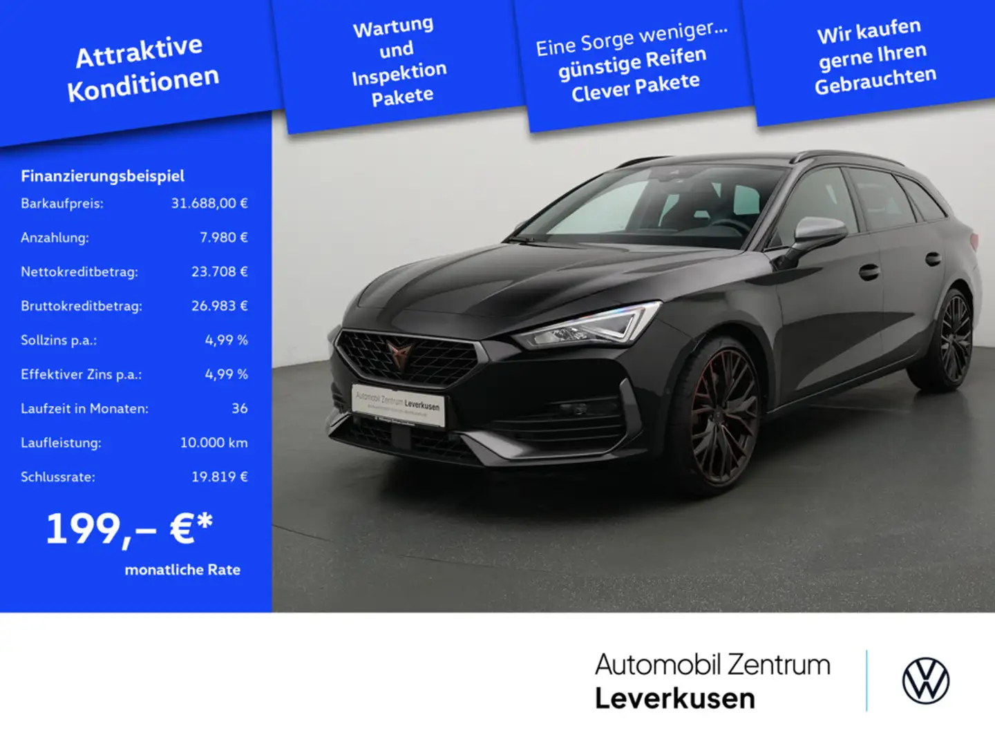 CUPRA Leon ST DSG MEMORY LEDER AHK ACC NAVI VIRT KA Schwarz - 1