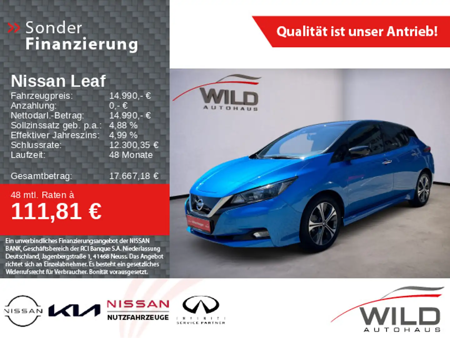 Nissan Leaf 40 kWh N-Connecta 360°-Kamera Apple Caplay Blau - 1