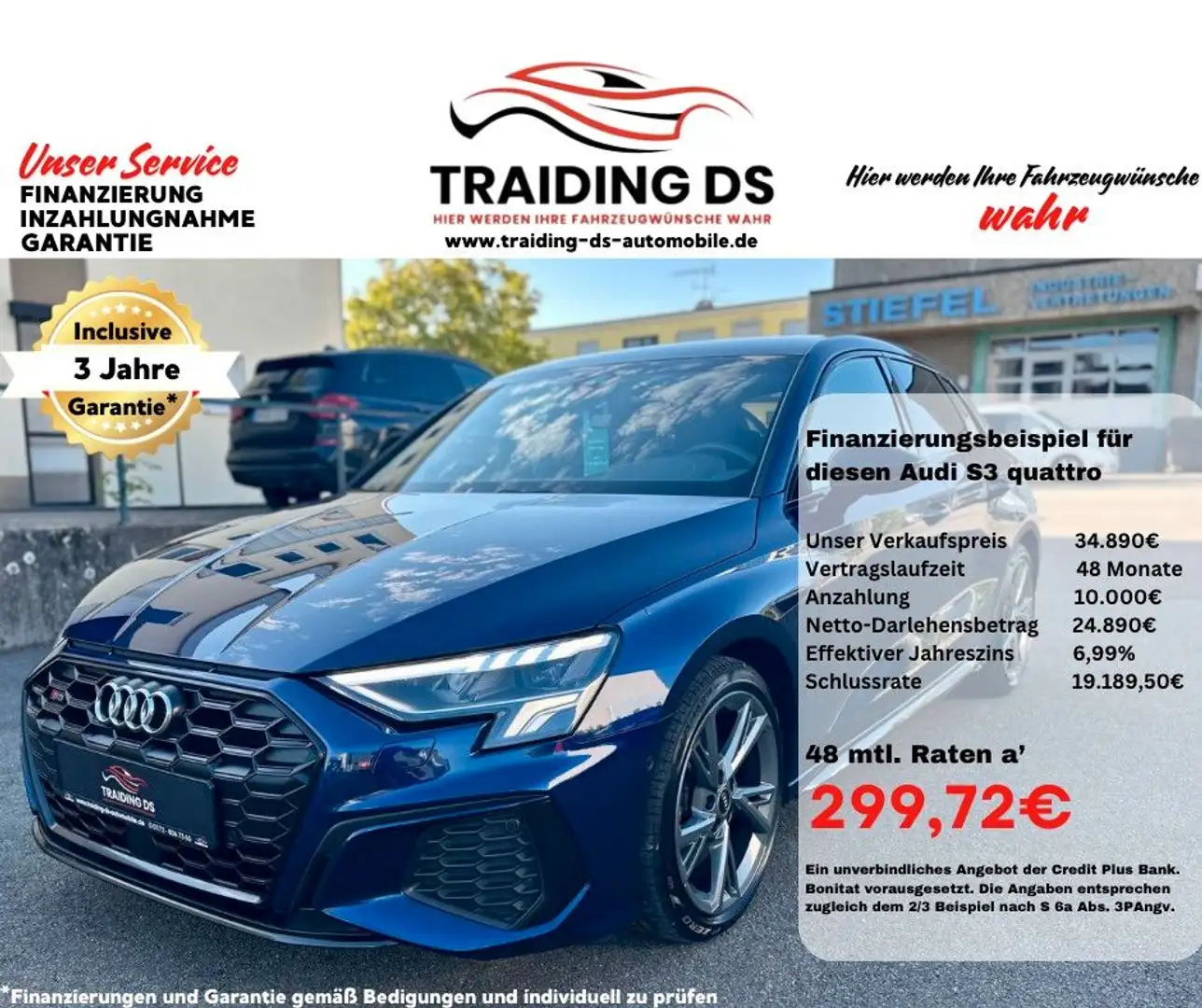 Audi S3 quattro / 1. HAND/ACC/MEMORY/TOT. WINKEL Bleu - 1