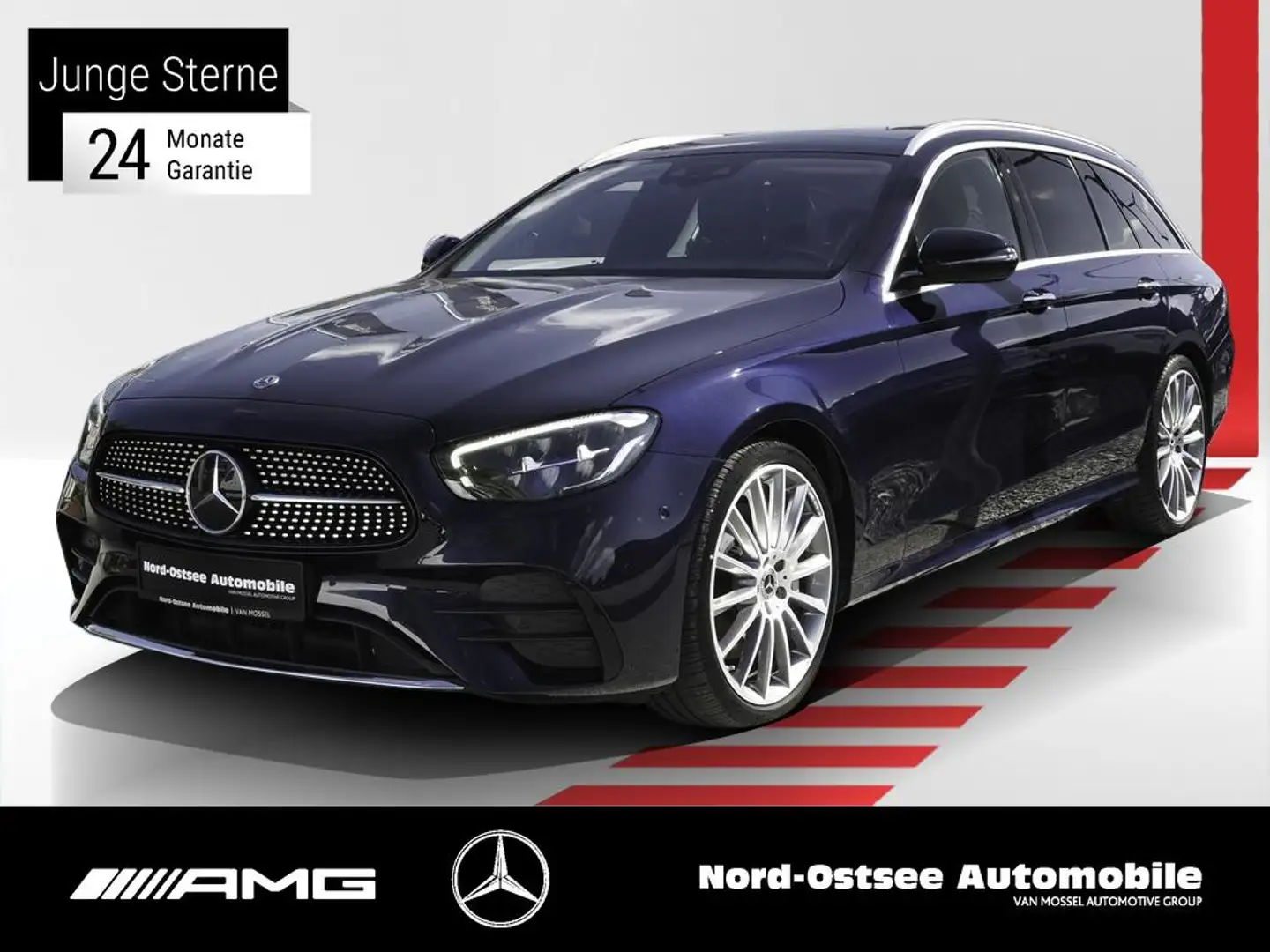 Mercedes-Benz E 300 T AMG KAMERA DISTRONIC PANO AHK BURMESTER Blauw - 1