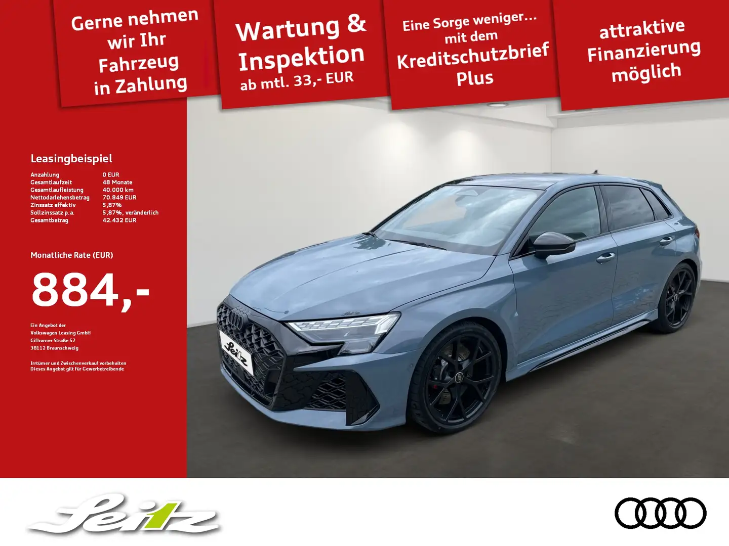 Audi RS3 Sportback 2.5 TFSI quattro *PANO*SONOS* Gris - 1