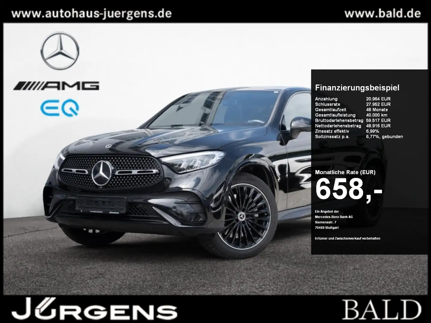Mercedes-Benz GLC 300 d 4M Coupé AMG-Sport/Pano/Burm/Night/20" Nero - 1