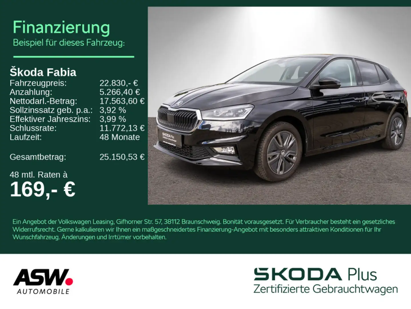 Skoda Fabia Selection 1.0 TSI DSG Navi LED SHZ PDC RFK Schwarz - 1