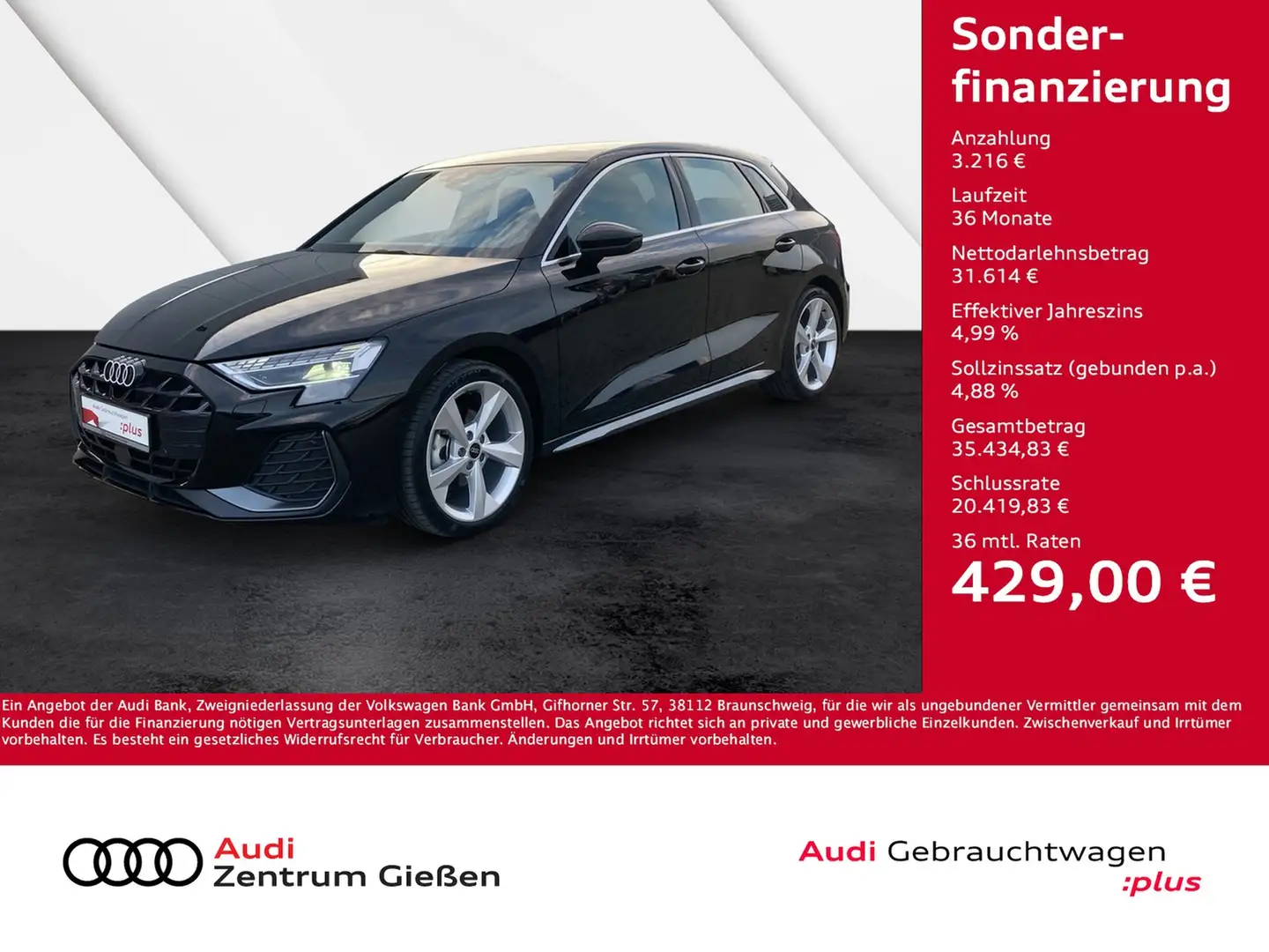 Audi A3 Sportback 35 TDI S line SONOS PANO MATRIX-LED Schwarz - 1