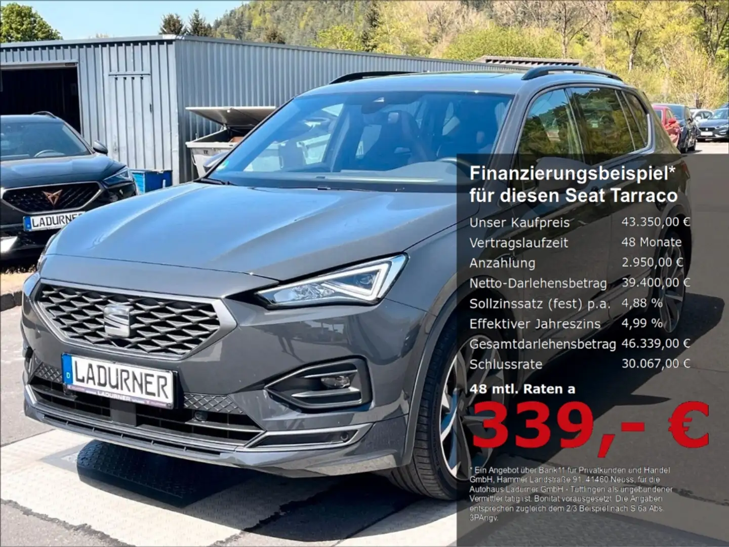 SEAT Tarraco FR 2.0TDI DSG STDHZG 7-Sitzer AHK 20ZOLL 7 Sitzer Gris - 1