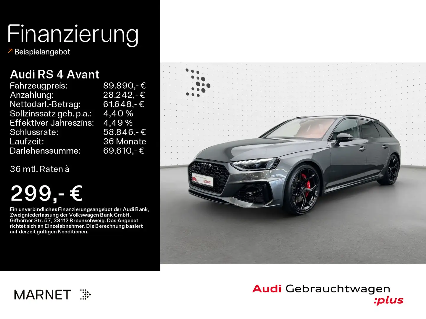 Audi RS4 TFSI quattro comp.+*Q4P*RS-Schalensit Grau - 1