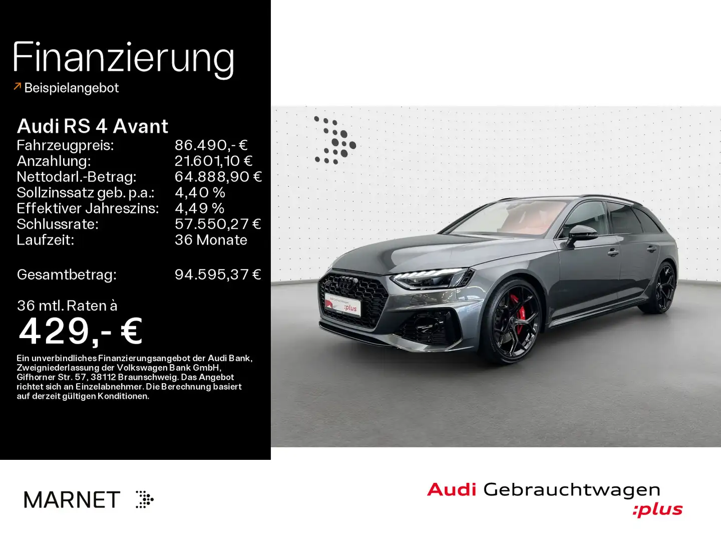 Audi RS4 TFSI quattro comp.+*Q4P*RS-Schalensit Gris - 1
