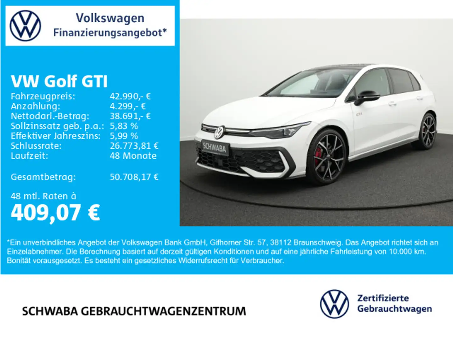 Volkswagen Golf GTI 2.0TSI *IQ.LIGHT*AHK*ACC*HuD*VIRTUAL*19 Weiß - 1