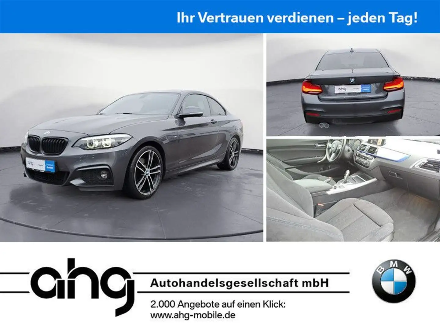 BMW 220 i Steptronic Coupe M Sport Navi Prof. Aut. Grau - 1