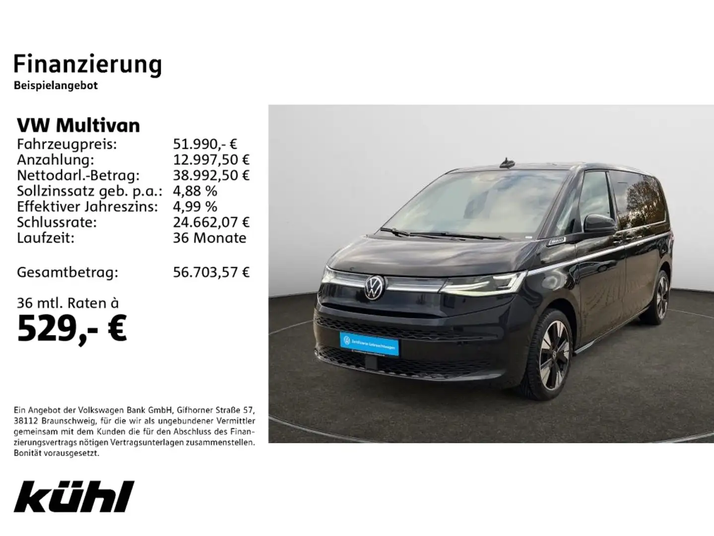 Volkswagen T7 Multivan T7 Multivan 2.0 TSI DSG 7. Sitzer Style Navi, Ha Schwarz - 2