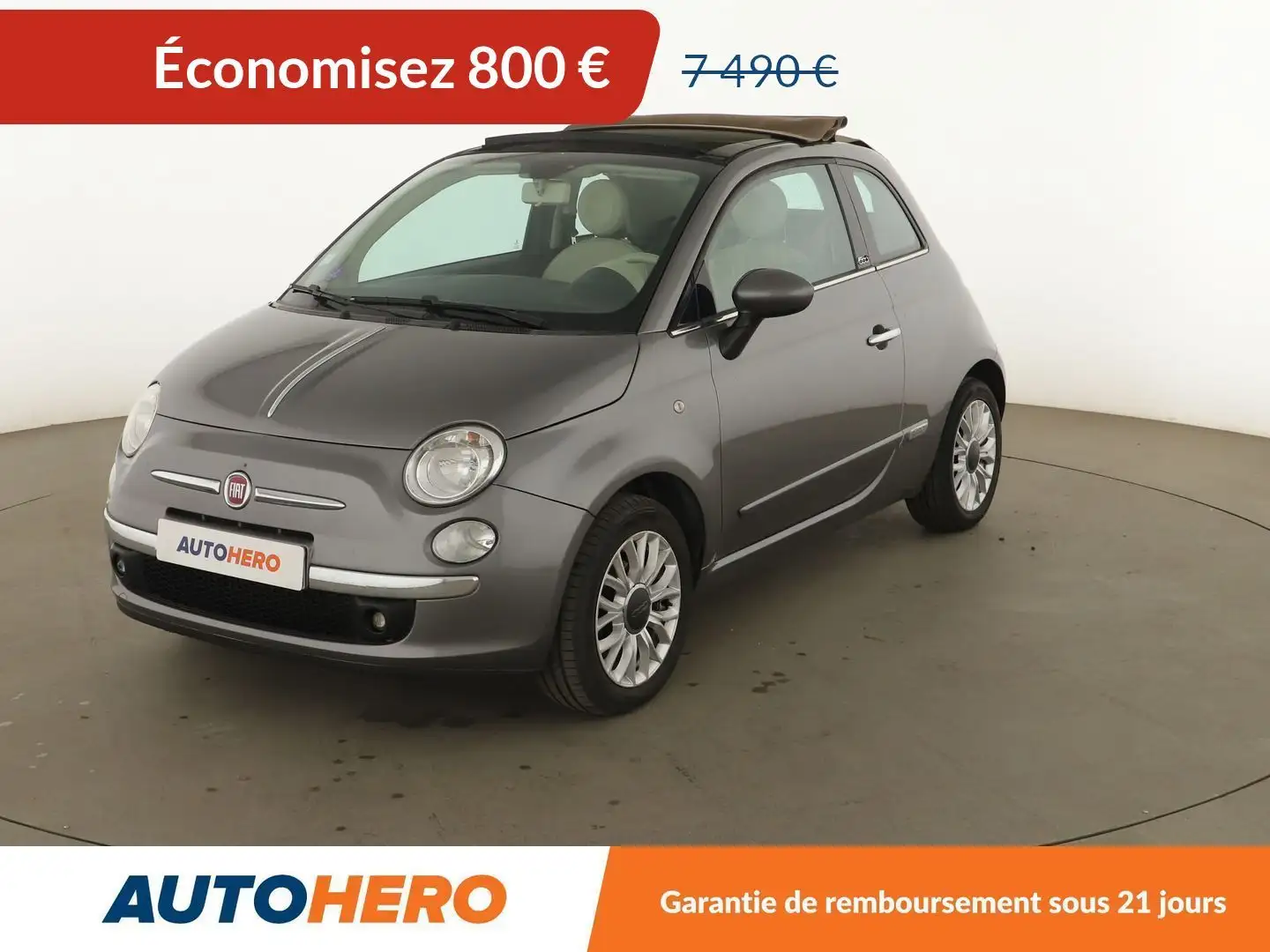 Fiat 500C C 1.2 Lounge Gris - 1