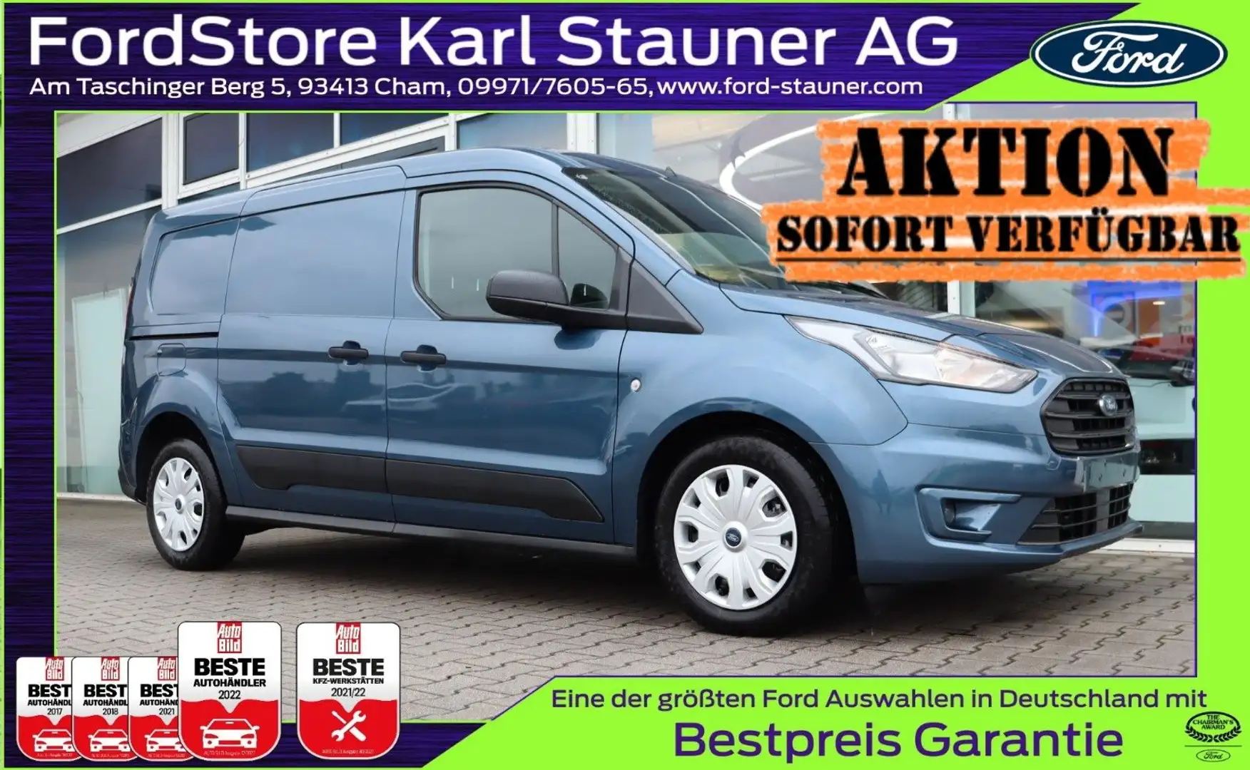 Ford Transit Connect Kasten 2-Sitze 230/L2 AUTO AHK Blau - 1