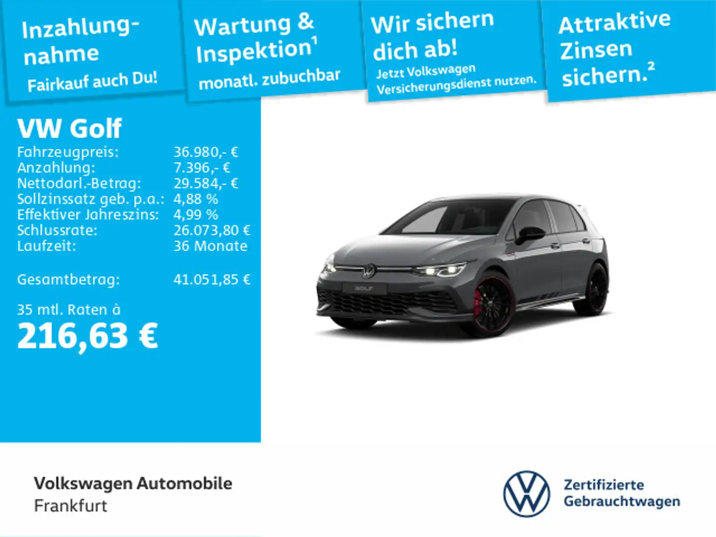 Volkswagen Golf GTI Golf VIII 2.0 TSI DSG GTI Clubsport Akrapovic Pa Grau - 1