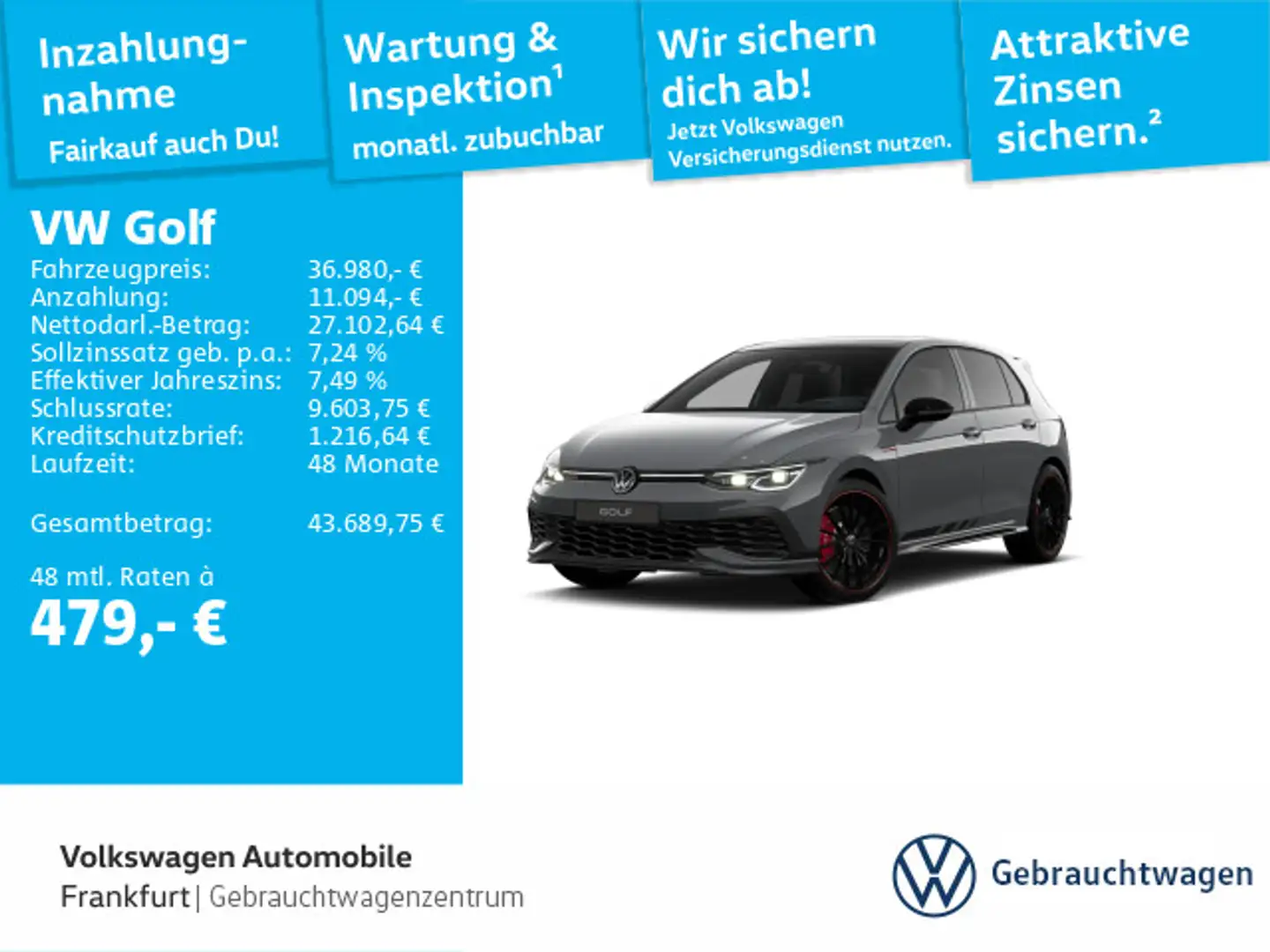 Volkswagen Golf GTI Golf VIII 2.0 TSI DSG GTI Clubsport DAB+ IQLight Grau - 1