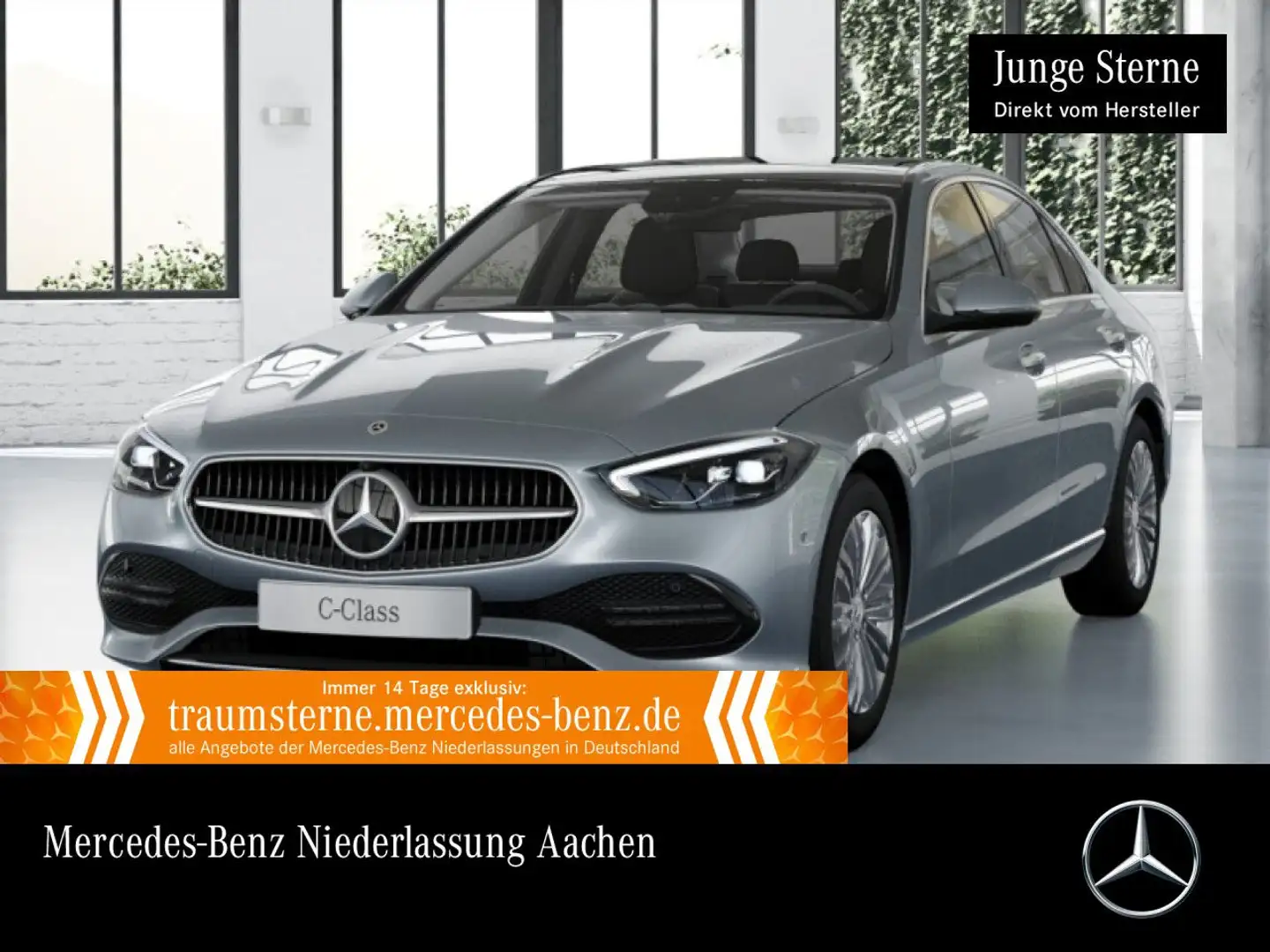 Mercedes-Benz C 200 4M AVANTG+PANO+360+LED+TOTW+KEYLESS+9G Silber - 1